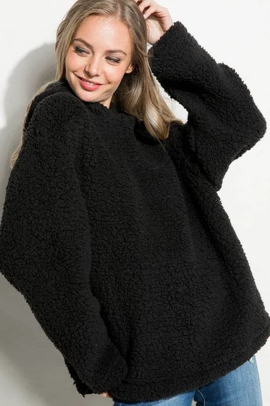 E Luna Fuzzy Faux Fur Oversized Sweatshirt