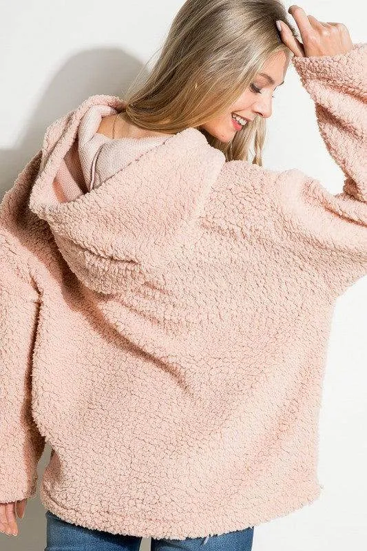 E Luna Fuzzy Faux Fur Oversized Sweatshirt