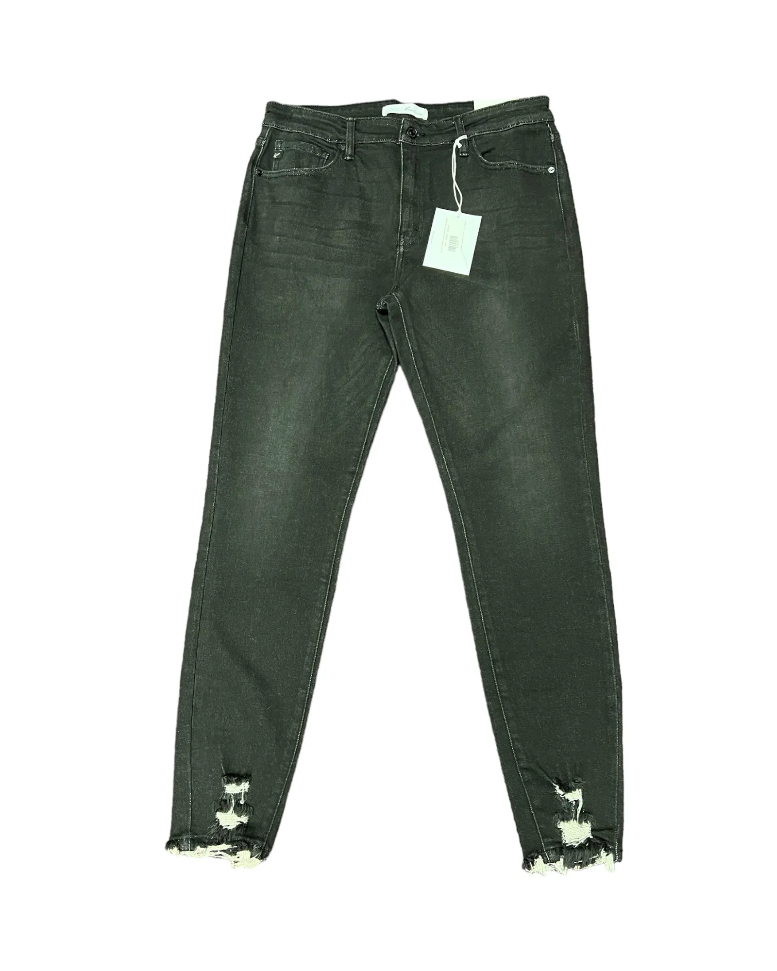 HIGH RISE super SKINNY distressed bottom