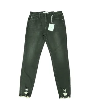 HIGH RISE super SKINNY distressed bottom