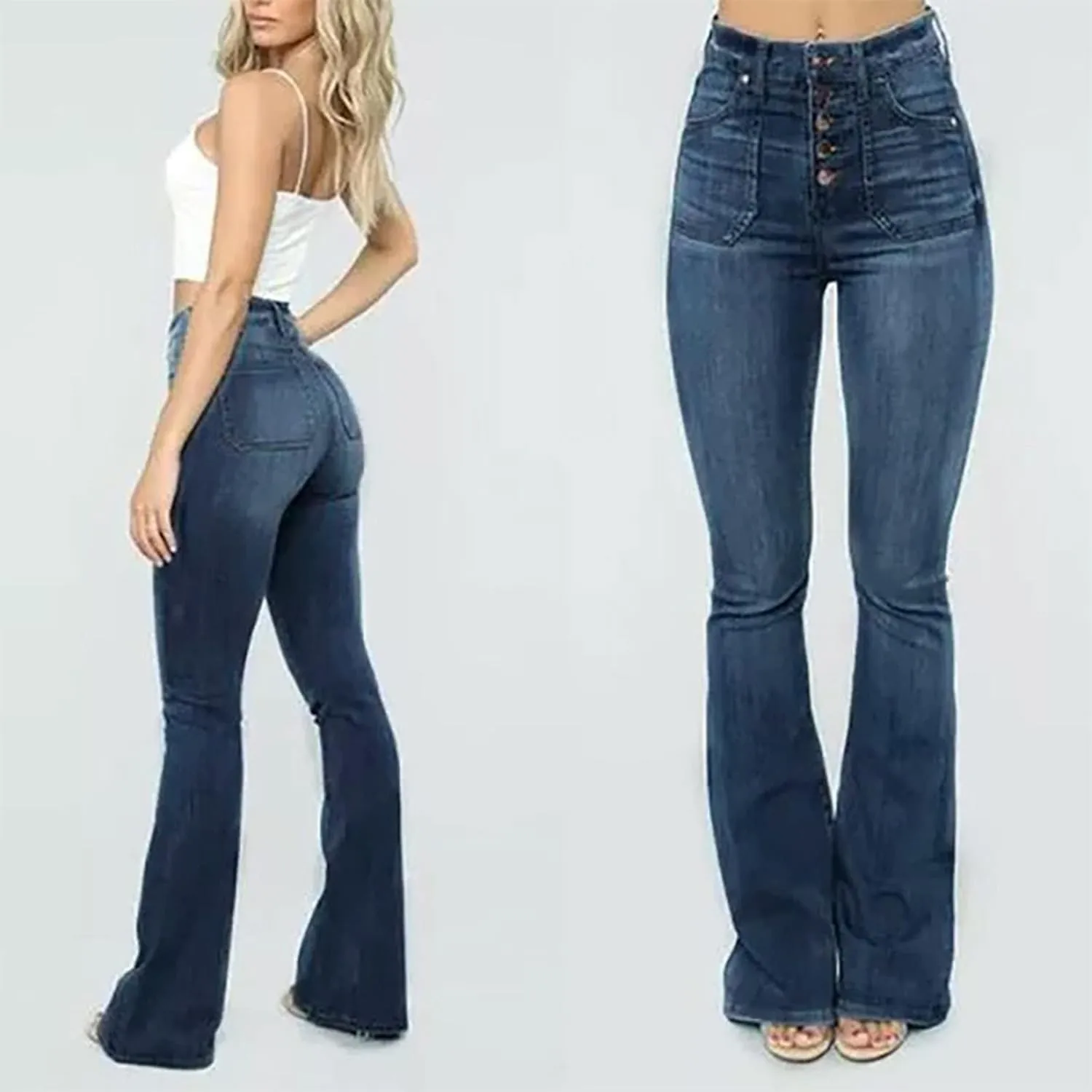 High Waisted Flare Jeans for Women Slim Fit Totally Shaping Tummy Control Butt Lift Wide Leg Bell Bottom Mom Jeans