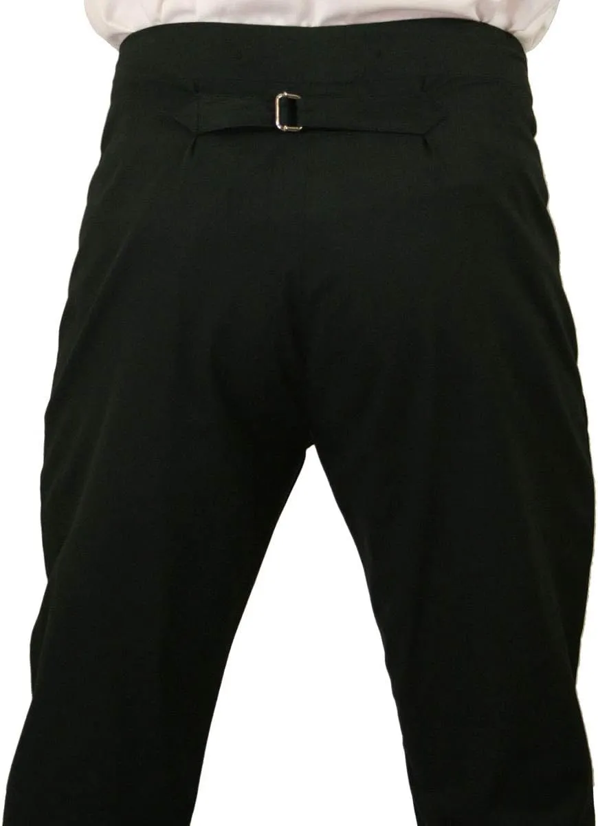 Historical Emporium Men's High Waist Cotton Regency Fall Front Trousers, Costume Cosplay Dress Pants with Suspender Buttons