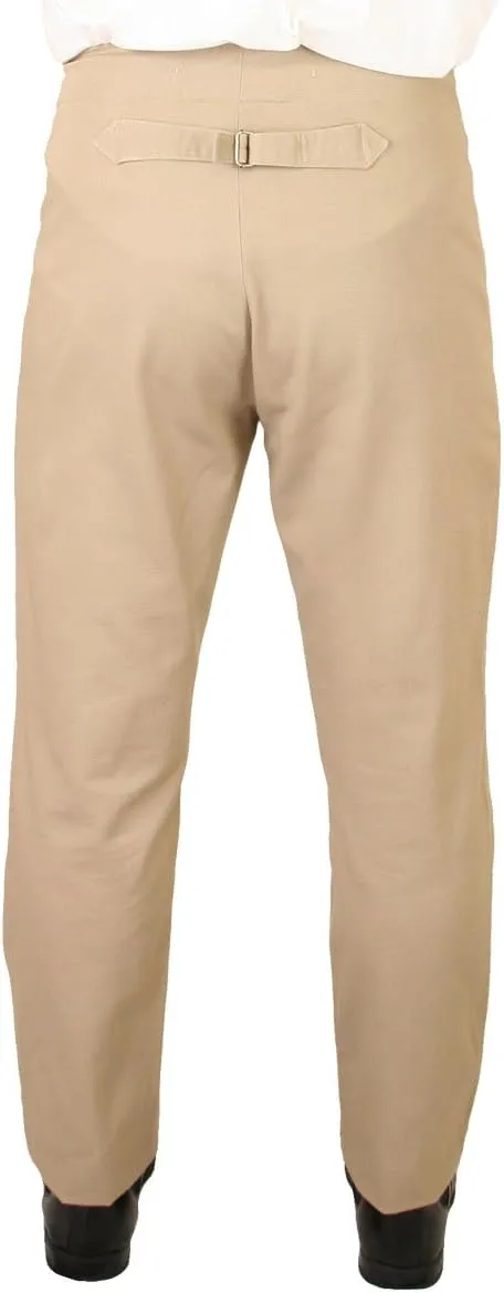 Historical Emporium Men's High Waist Cotton Regency Fall Front Trousers, Costume Cosplay Dress Pants with Suspender Buttons
