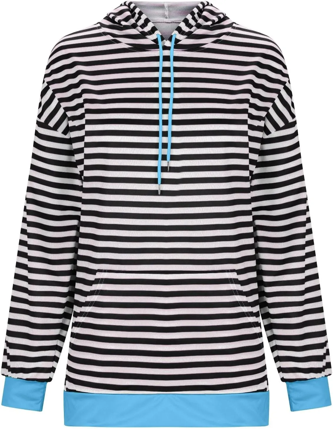Hoodies for Women Striped Color Block Oversized Sweatshirt Drwastring Long Sleeve Fashion Pullover Sweater With Pocket