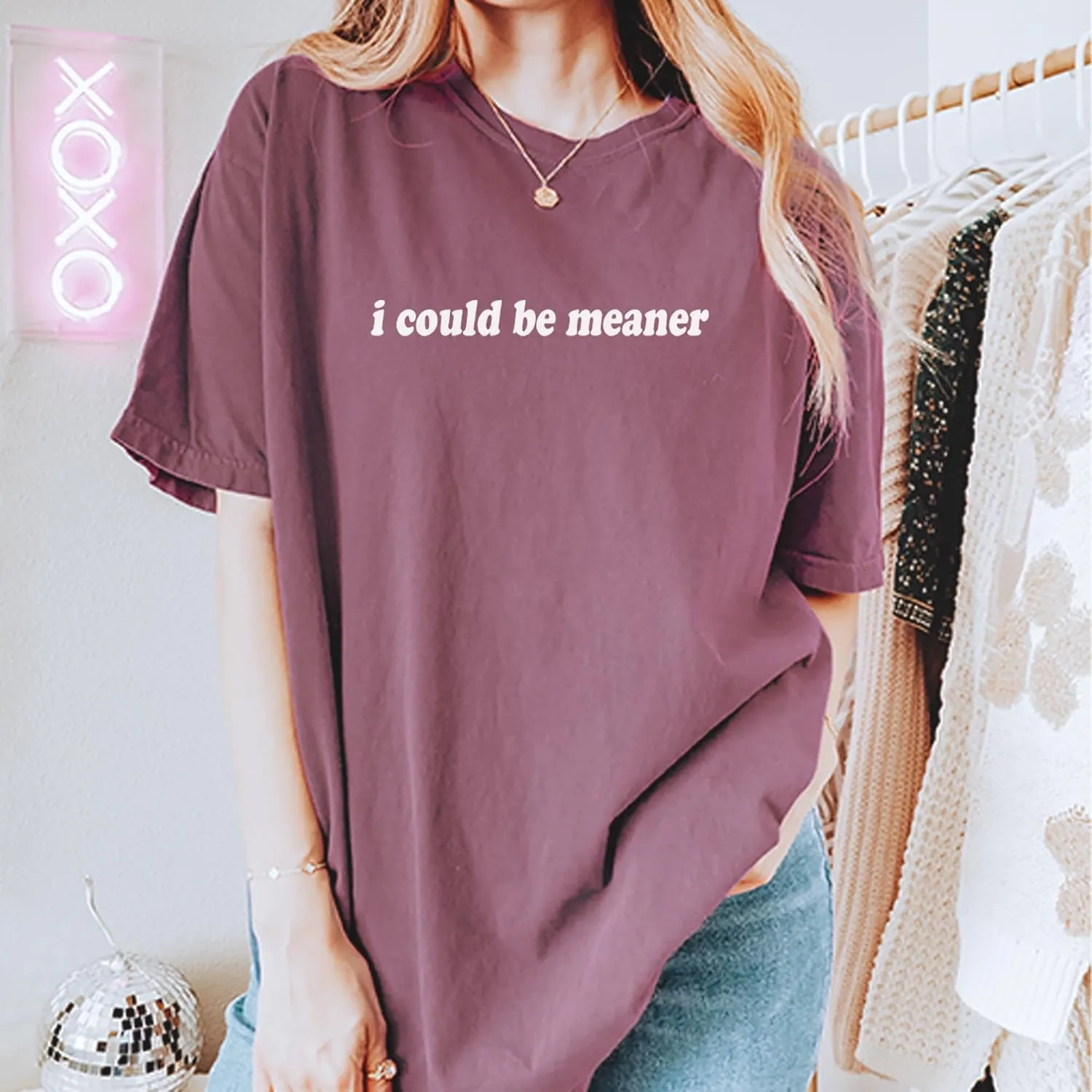 I Could be Meaner Unisex T-Shirt, Vintage Soft, Garment Dyed, Relaxed Fit