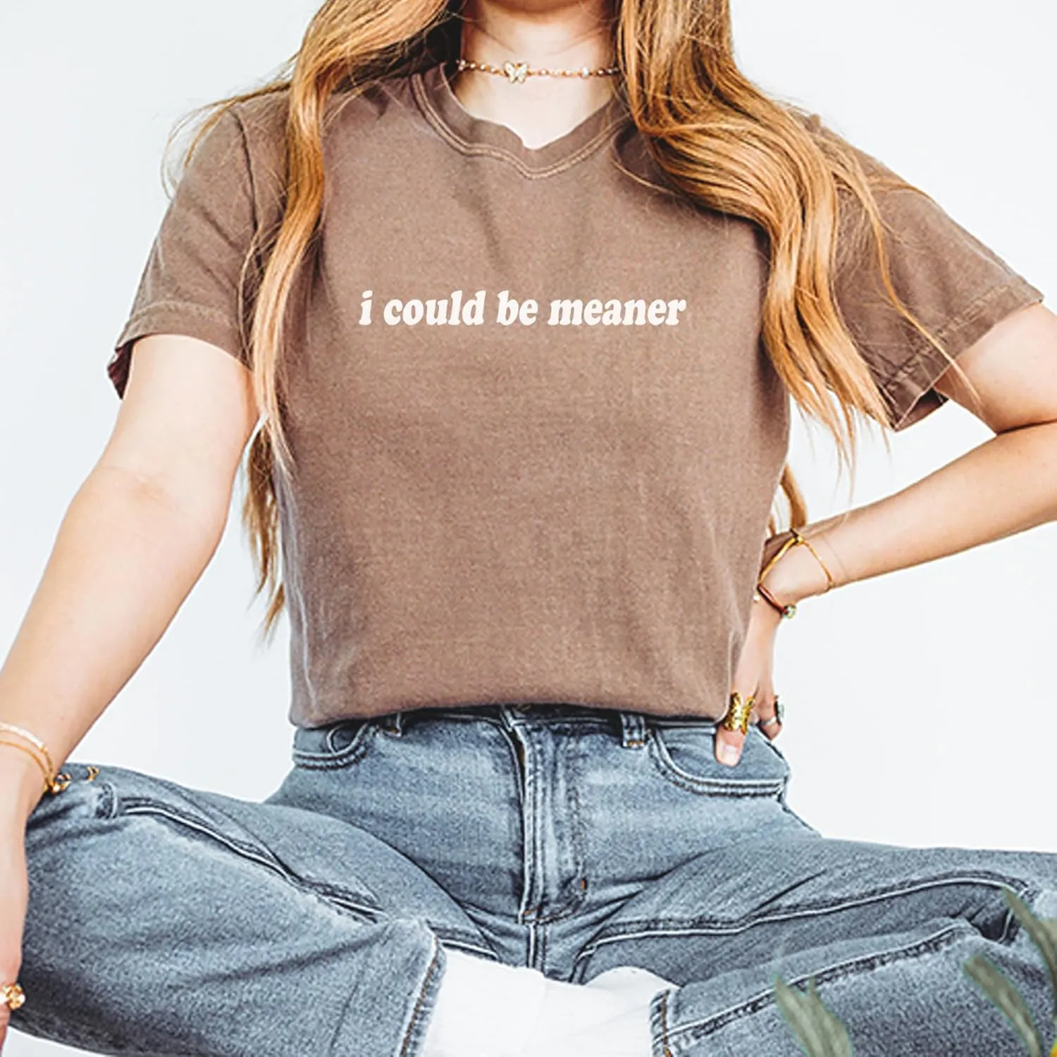 I Could be Meaner Unisex T-Shirt, Vintage Soft, Garment Dyed, Relaxed Fit