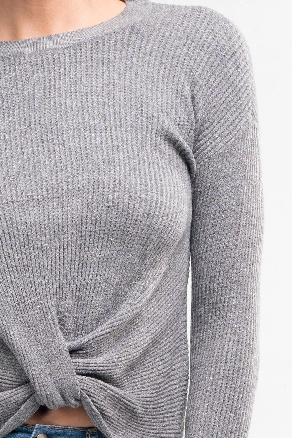 Long Sleeve Pullover Waffle Knit Sweater