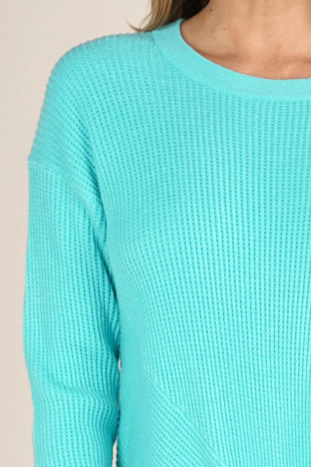 Long Sleeve Pullover Waffle Knit Sweater