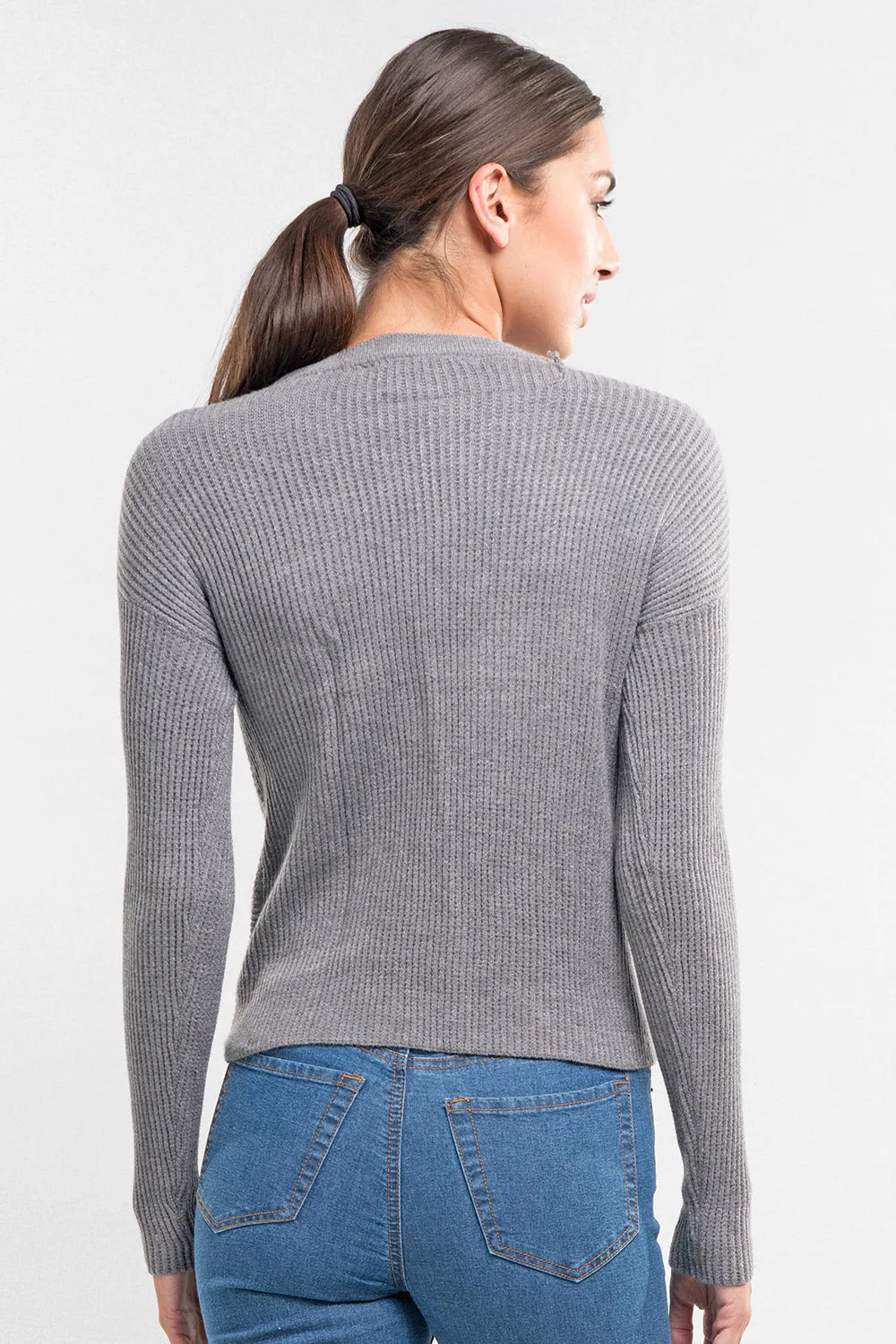 Long Sleeve Pullover Waffle Knit Sweater