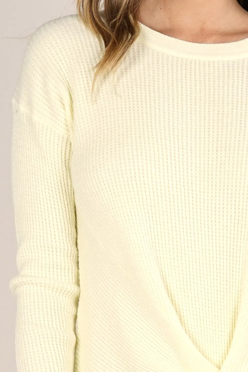 Long Sleeve Pullover Waffle Knit Sweater