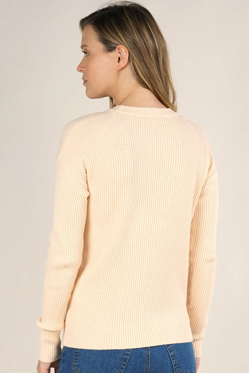Long Sleeve Pullover Waffle Knit Sweater