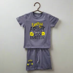 Lucido - T-Shirt & Shorts - Grey - Artist