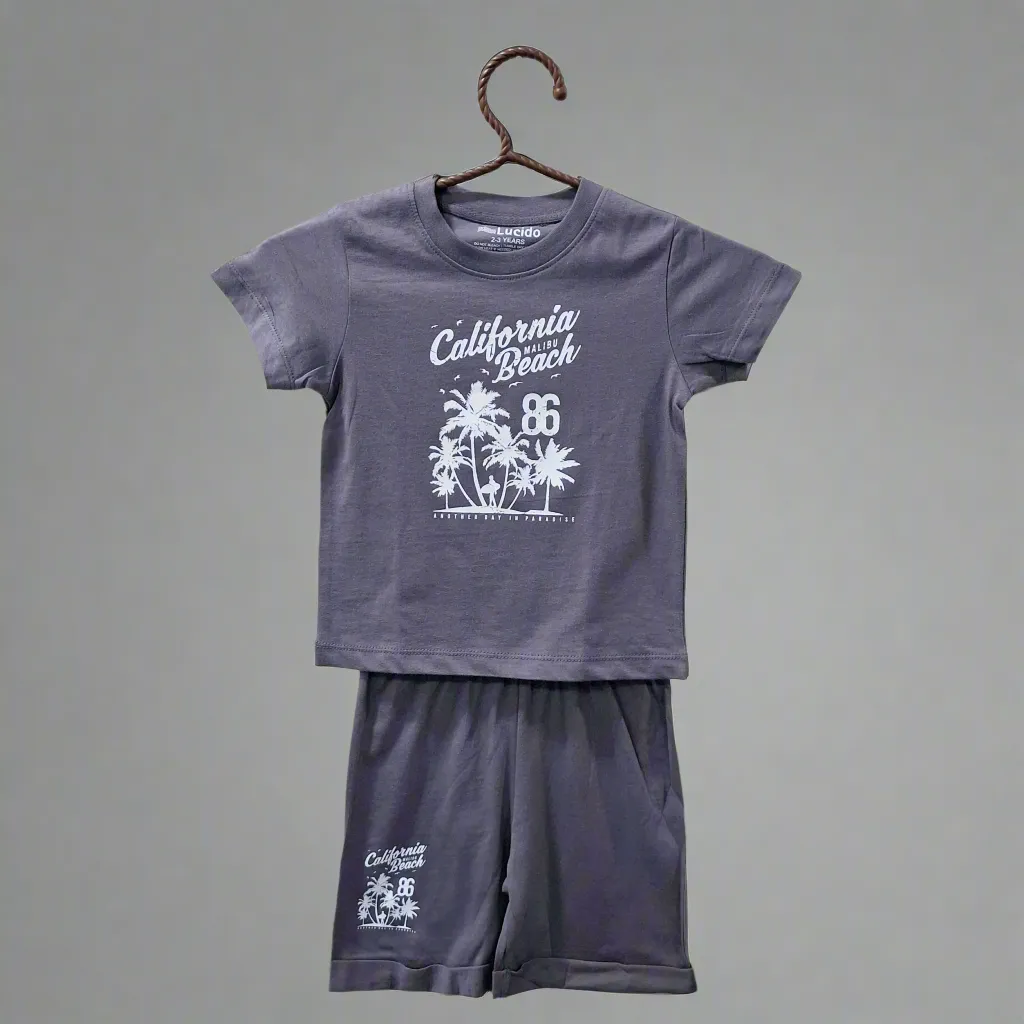 Lucido - T-Shirt & Shorts - Grey - Beach