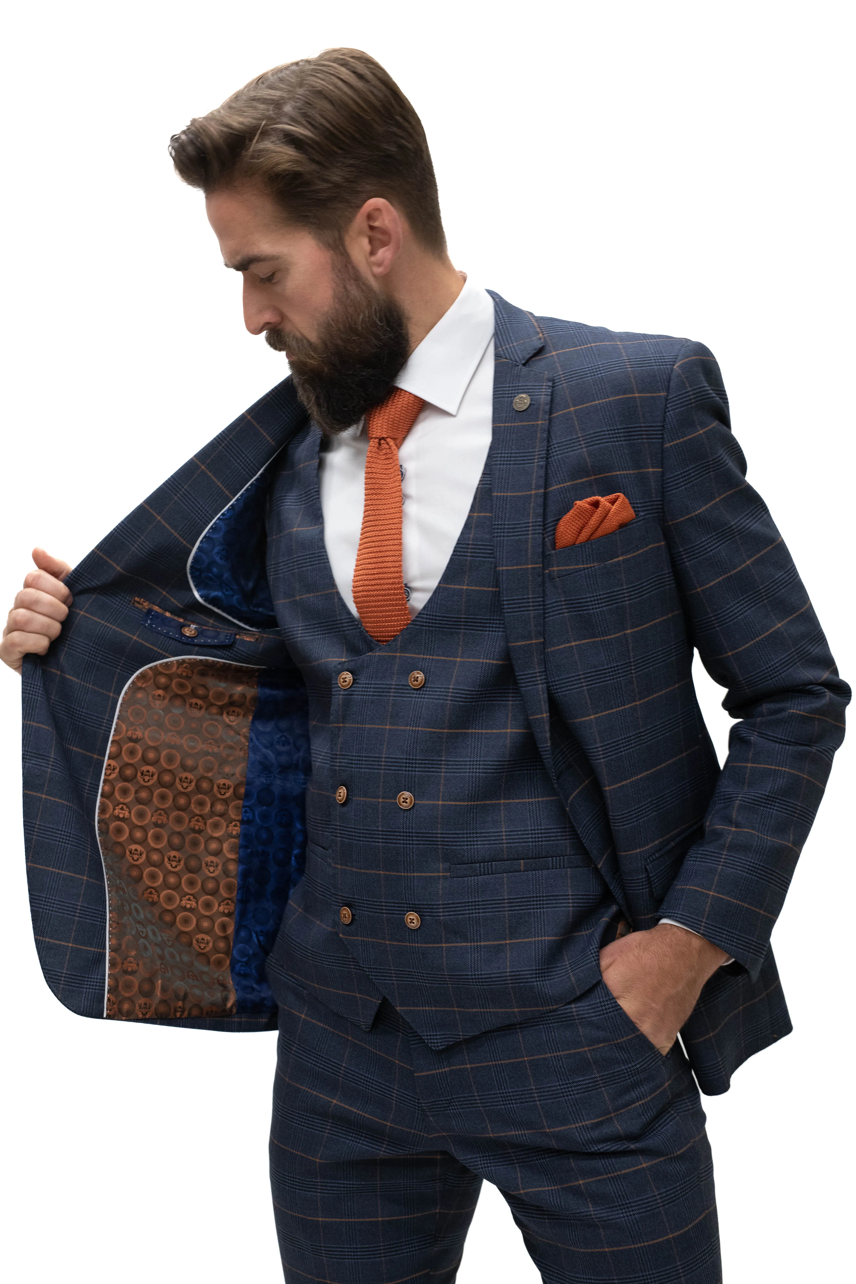 Marc Darcy Jenson Marine Navy Check Blazer
