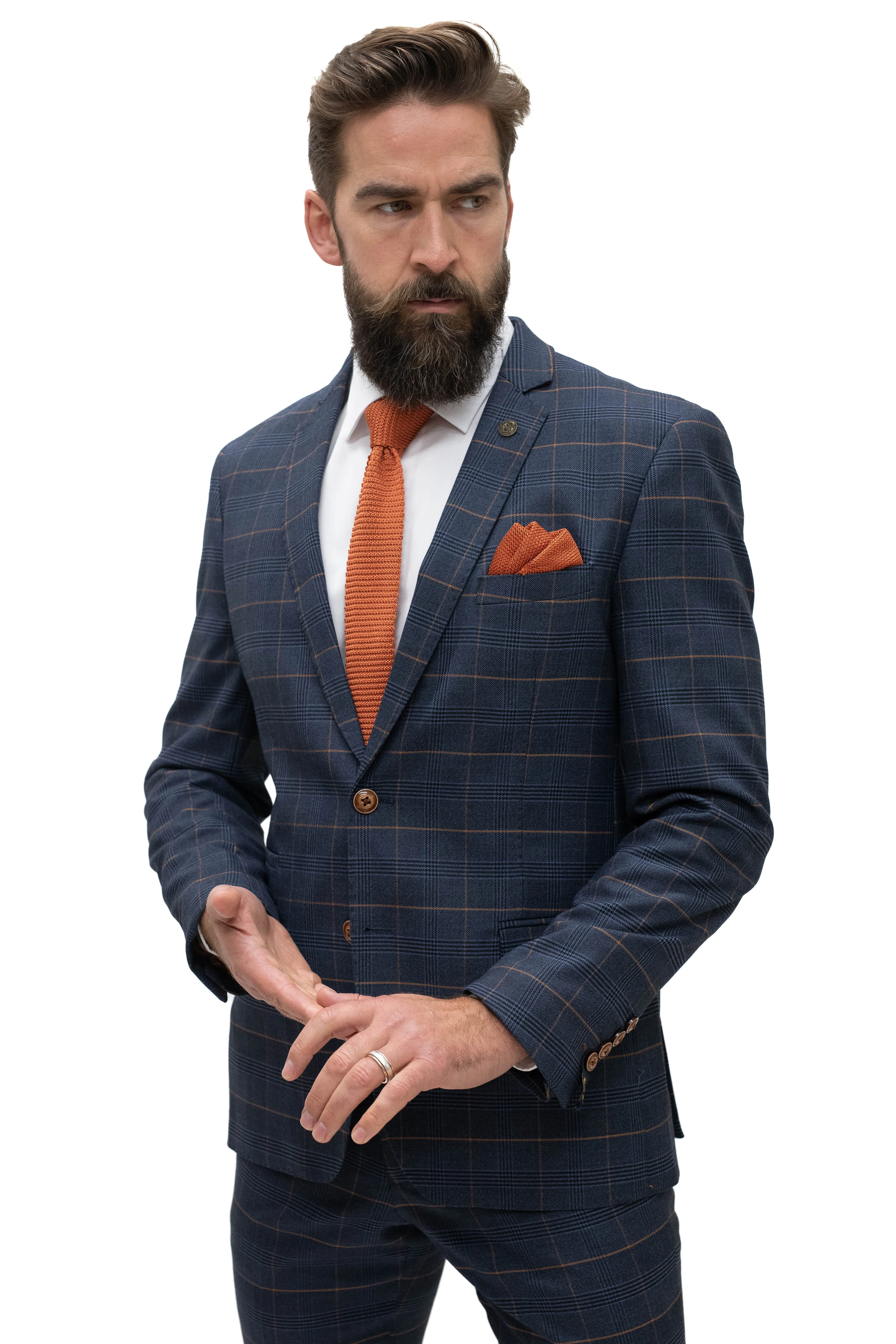 Marc Darcy Jenson Marine Navy Check Blazer
