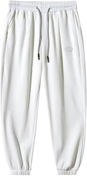 Mens Baggy Cargo Corduroy Pants Loose Fit Wide Leg Drawstring Sweatpants Elastic Waist Open Bottom Casual Pants