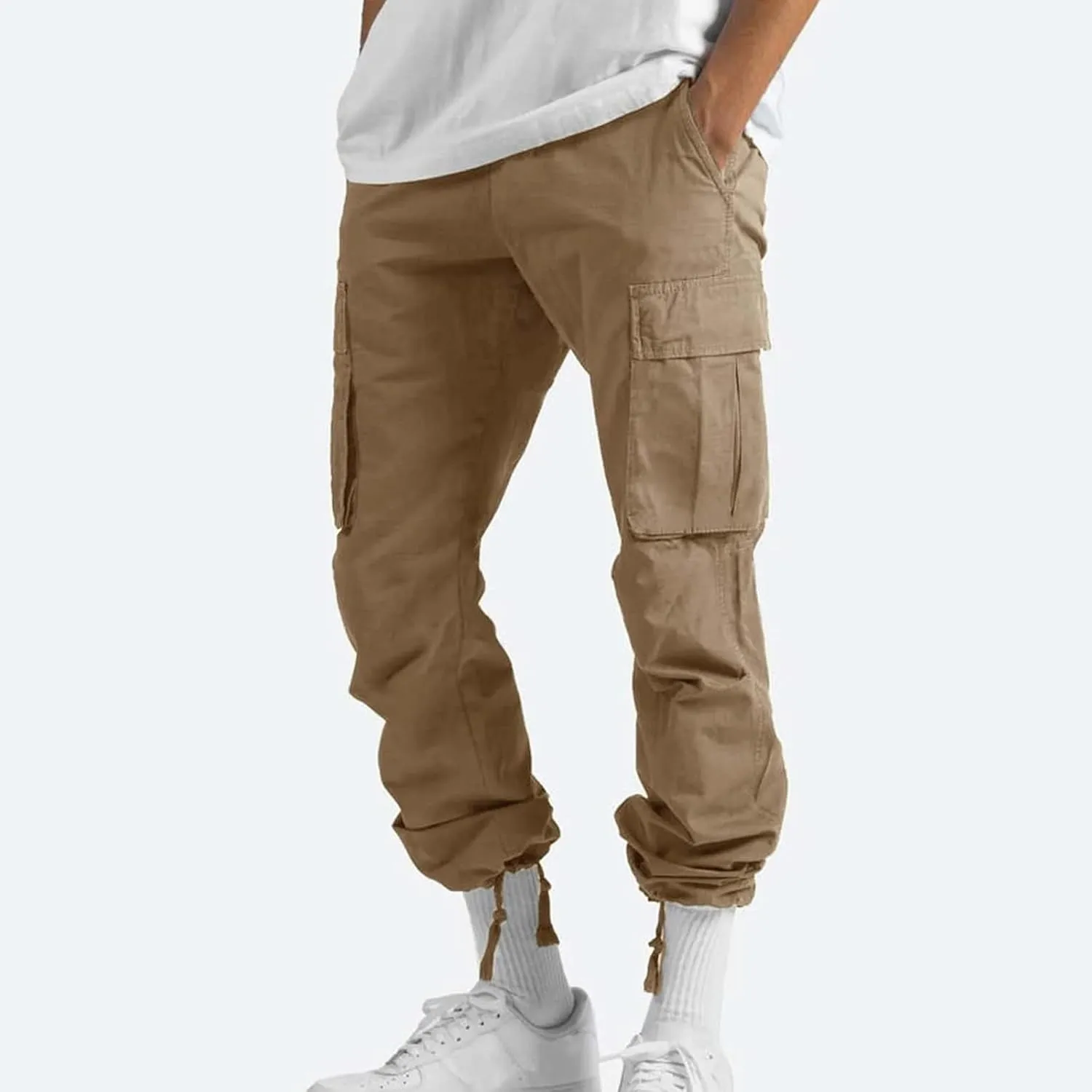 Mens Cargo Pants Relaxed Fit Casual Outdoor Athletic Cotton Joggers Lightweight Camping Hiking Pants with Pockets