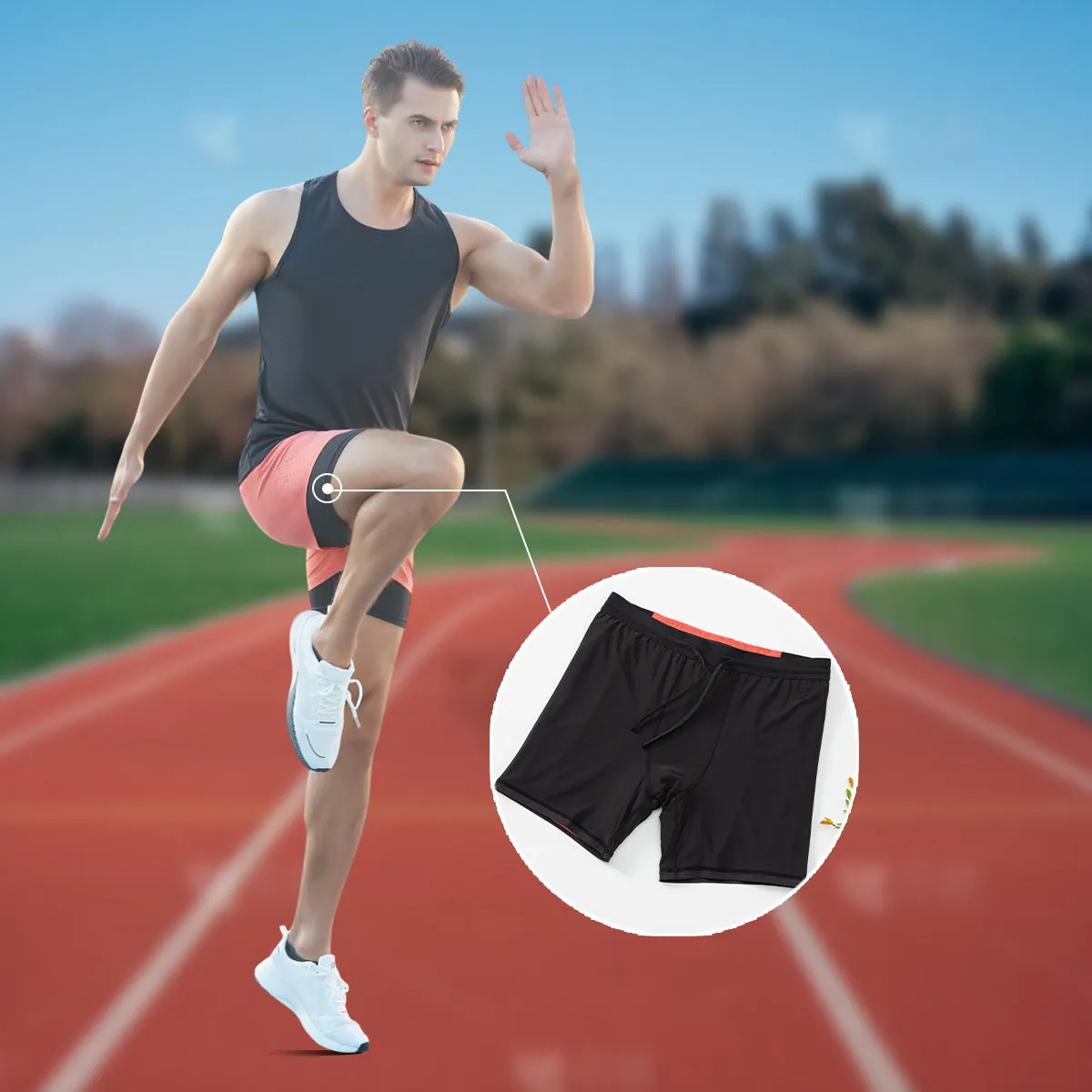 Men's Faux Two-piece Drawstring Quick-drying Sports Shorts