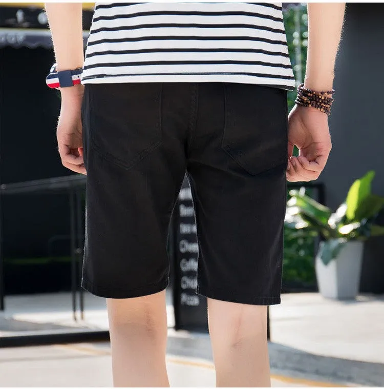Men's Summer Cotton Ripped Breathable Denim Shorts