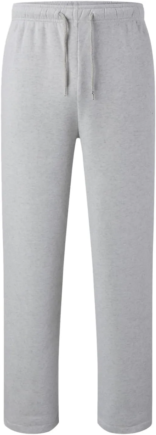 Mens Sweatpants Open Bottom Relaxed Fit Tall Fleece Jogger Sweatpants with Pockets Baggy Gym Athletic Sweat Pants