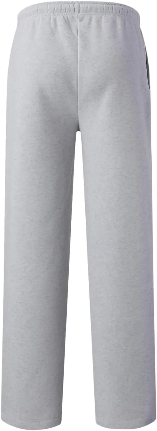 Mens Sweatpants Open Bottom Relaxed Fit Tall Fleece Jogger Sweatpants with Pockets Baggy Gym Athletic Sweat Pants