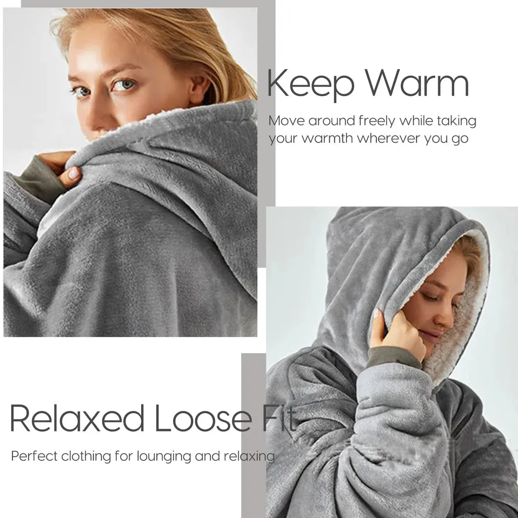 Oversized Hoodie Blanket, Warm Fleece Hoodie, OneSize