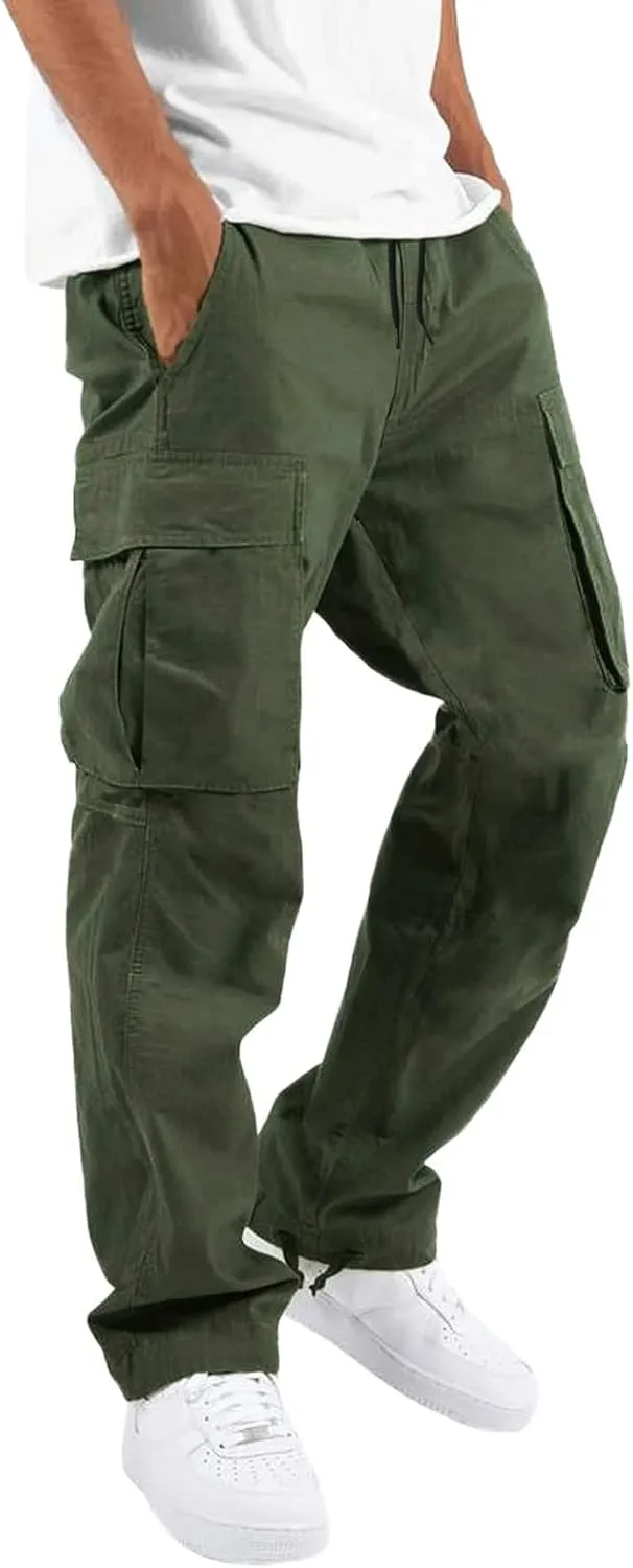 sdbrld Cargo Pants For Men Mens Relaxed Fit Pants Beach Streetwear Baggy Trousers Trendy Cargo Pants with Zipper Pockets
