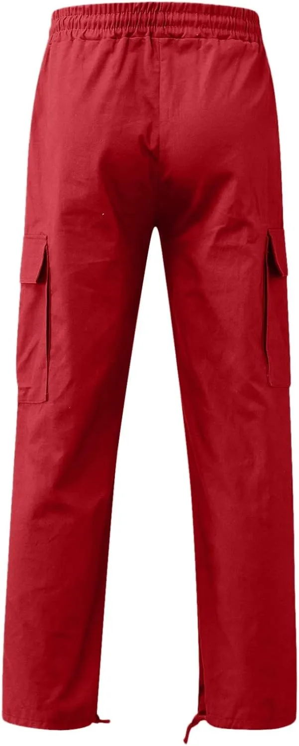 sdbrld Cargo Pants For Men Mens Trendy Relaxed Fit Beach Pants Streetwear Baggy Trousers Cargo Pants with Zipper Pockets