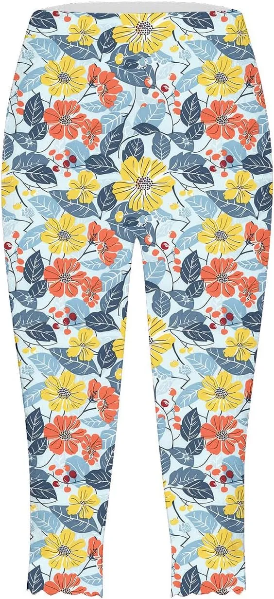 SHOPESSA Capri Leggings for Women Dressy High Waist Yoga Pants Printed Summer Capris Workout Stretchy Crop Leggings