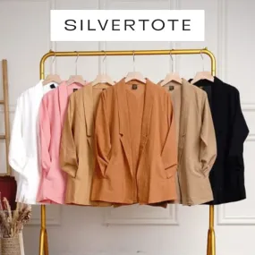 Silvertote Apparel Pakaian Wanita Margot Linen Oversize Blazer