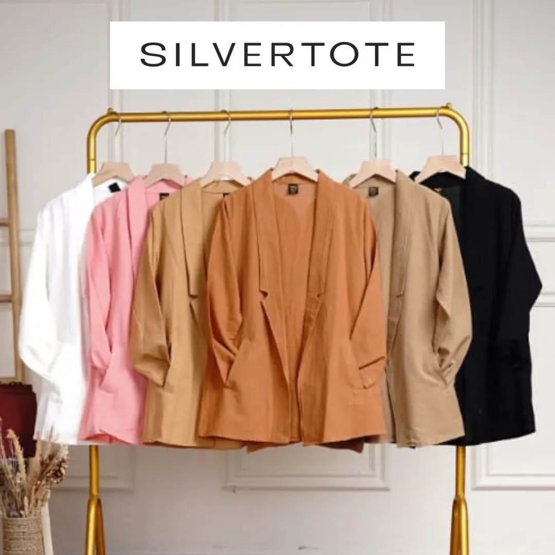 Silvertote Apparel Pakaian Wanita Margot Linen Oversize Blazer