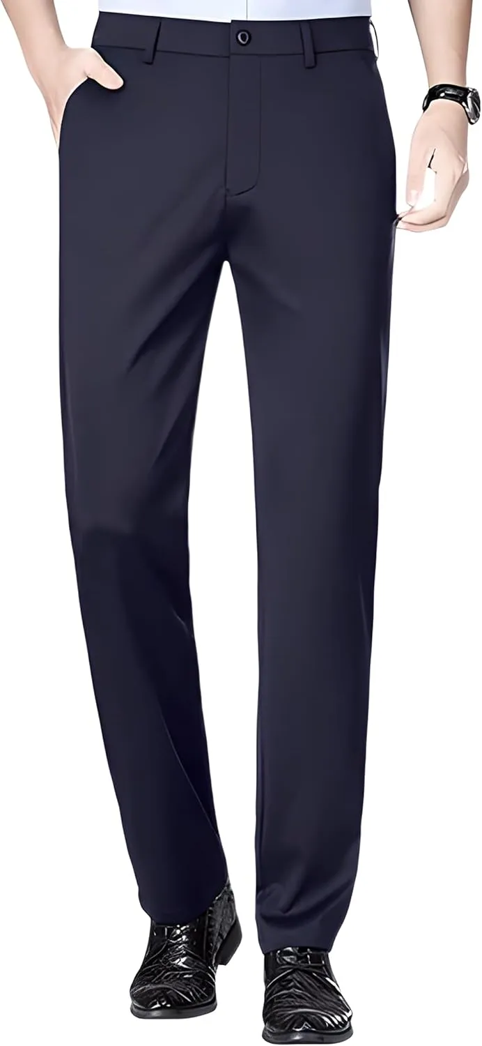 Slimastrouser Mens Stretch Dress Pants, Classic Fit Flat Front Pants Casual Mens Lightweight Golf Work Suit Pants (US, Waist Inseam, 40, 32, Blue)