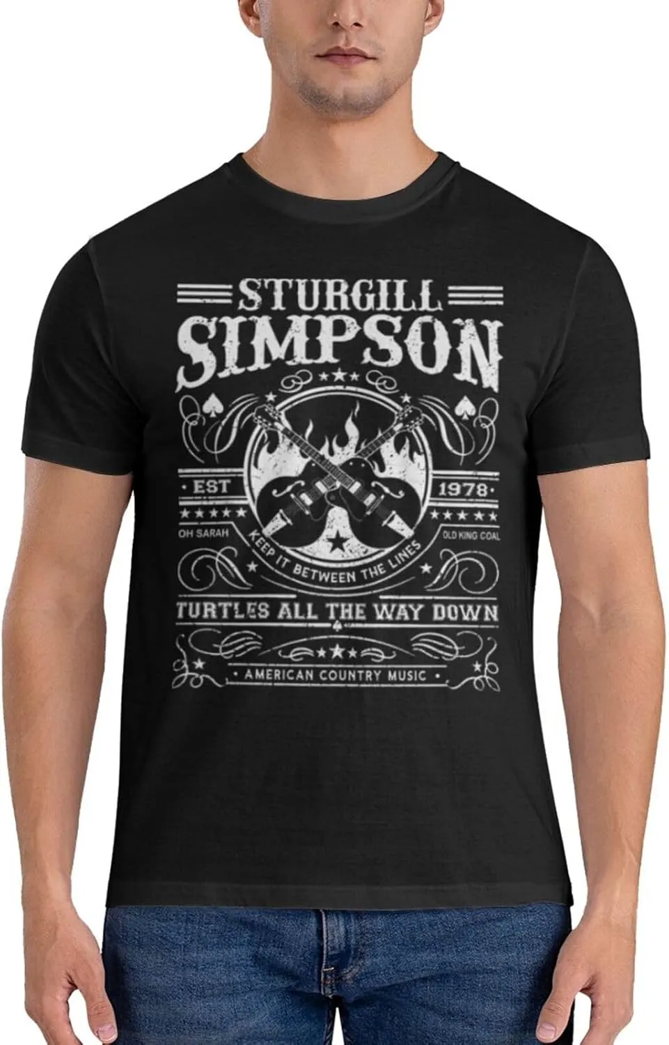 Sturgill Music Simpson Shirt for Man Short Sleeve Crew Neck T-Shirt Soft Fitted Tees Cotton T Shirt Unisex Tops Black
