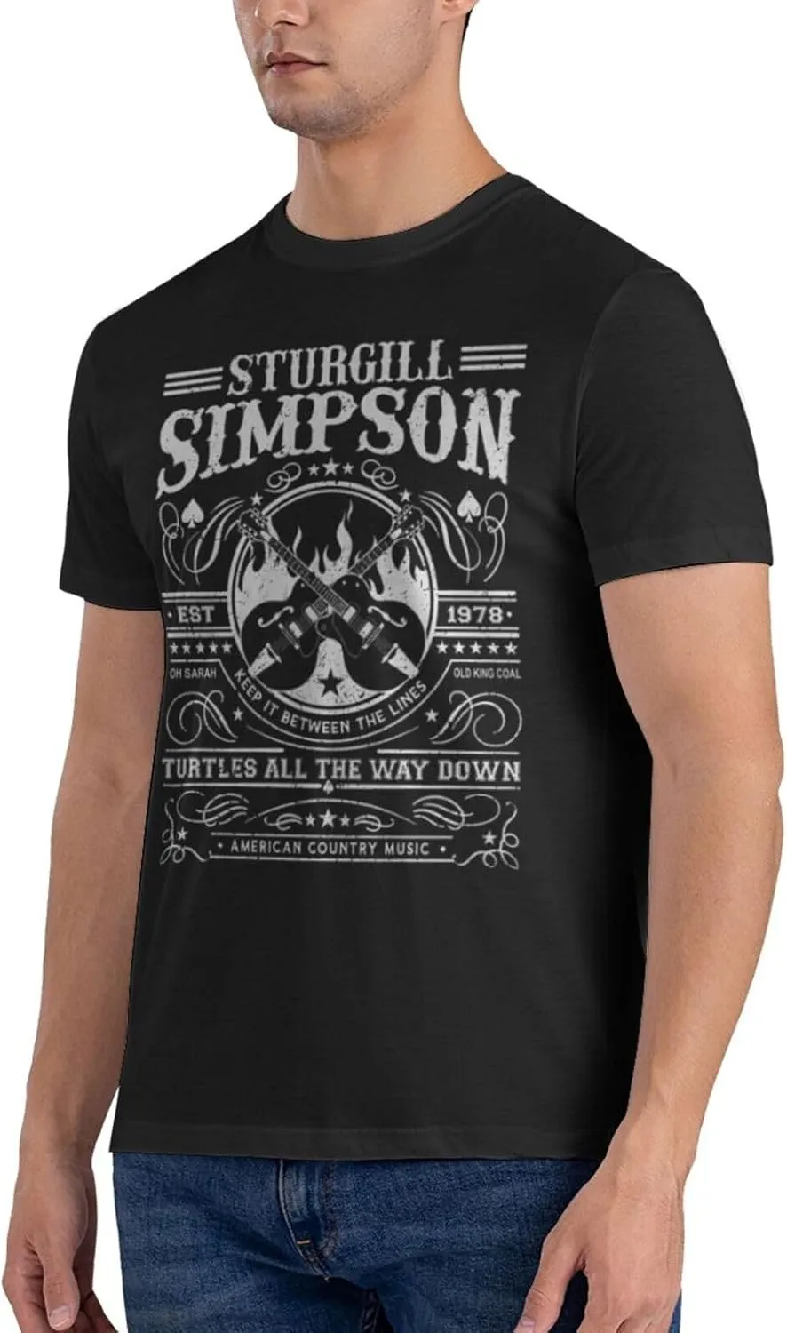 Sturgill Music Simpson Shirt for Man Short Sleeve Crew Neck T-Shirt Soft Fitted Tees Cotton T Shirt Unisex Tops Black