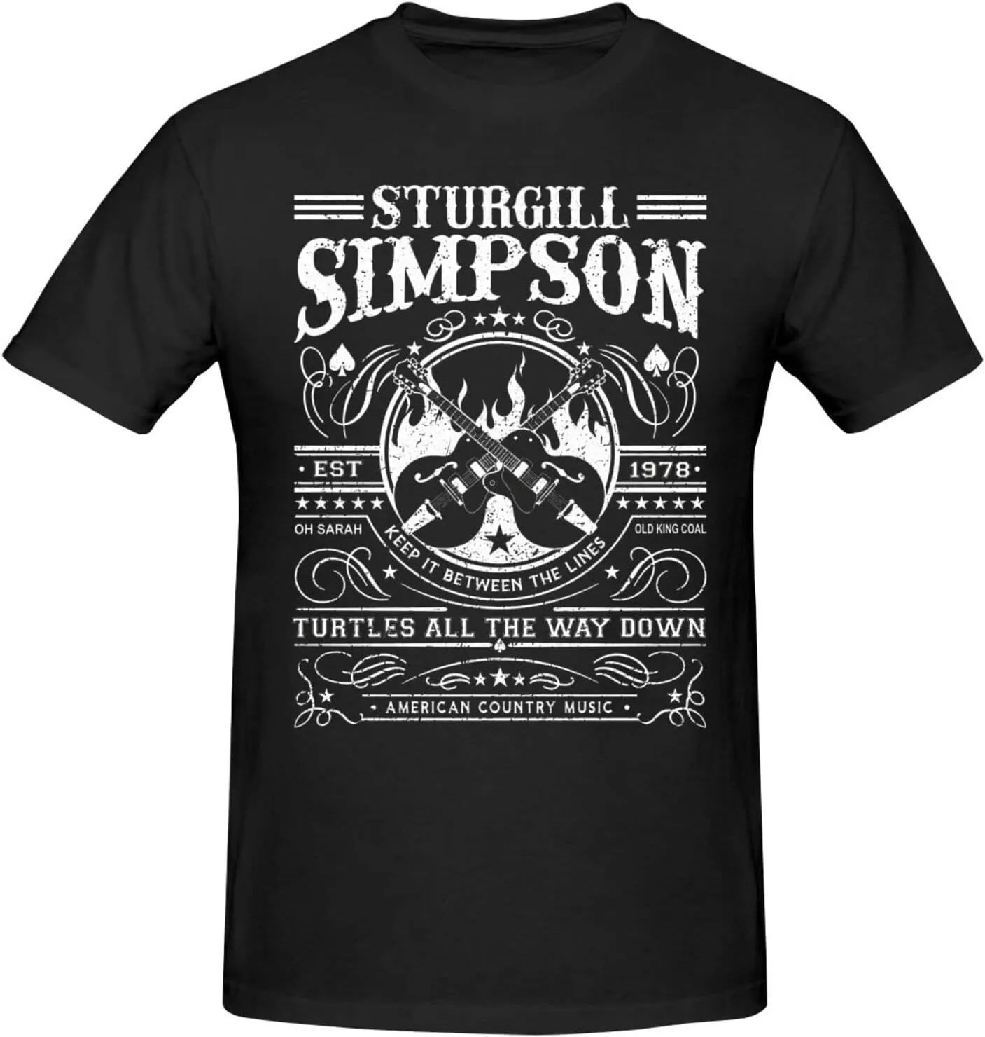 Sturgill Music Simpson Shirt for Man Short Sleeve Crew Neck T-Shirt Soft Fitted Tees Cotton T Shirt Unisex Tops Black