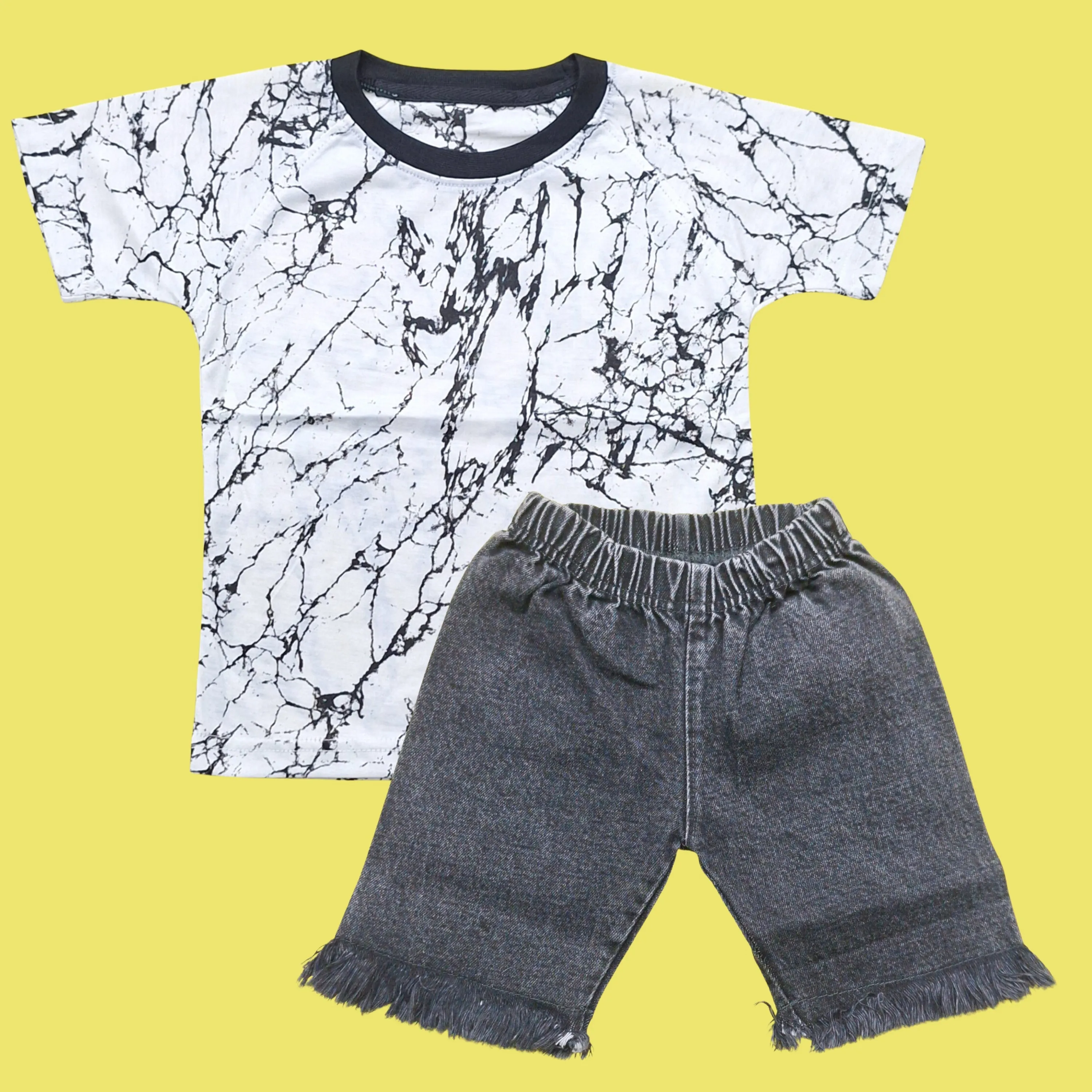 Super Kid - T-Shirt & Denim Shorts - Abstract