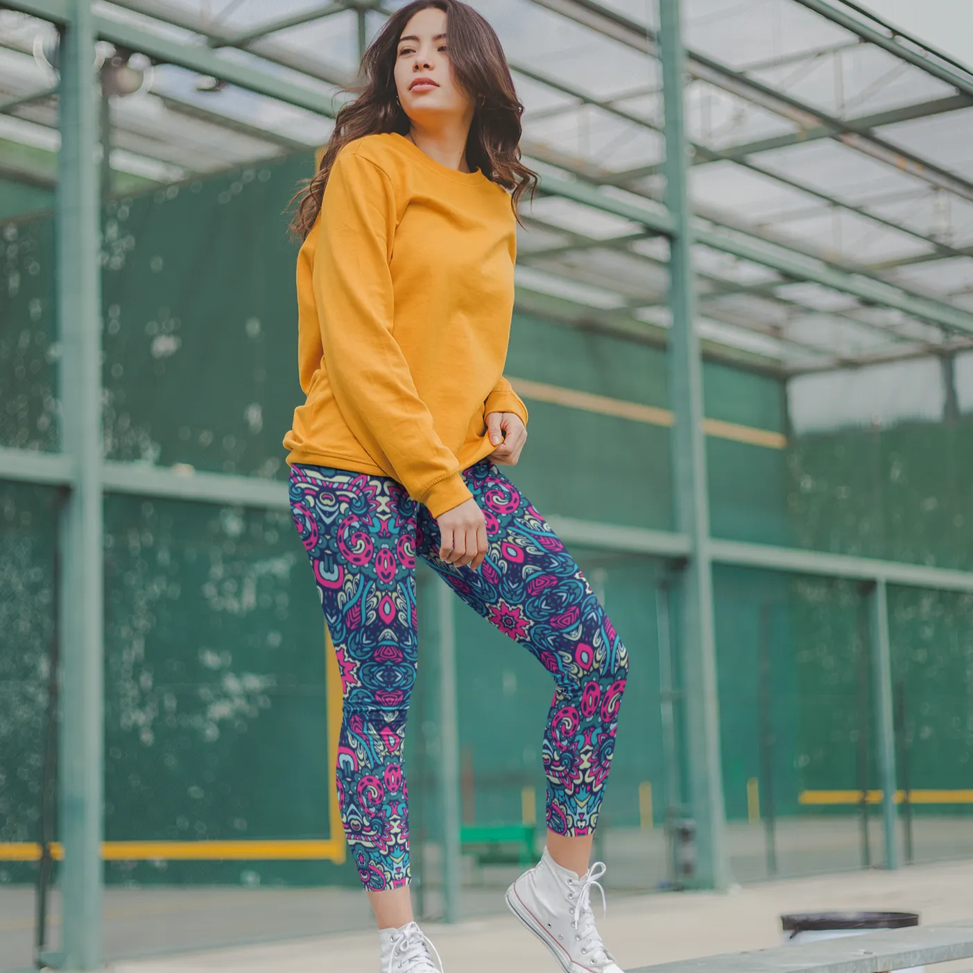 Textile Print Stretchy Leggings