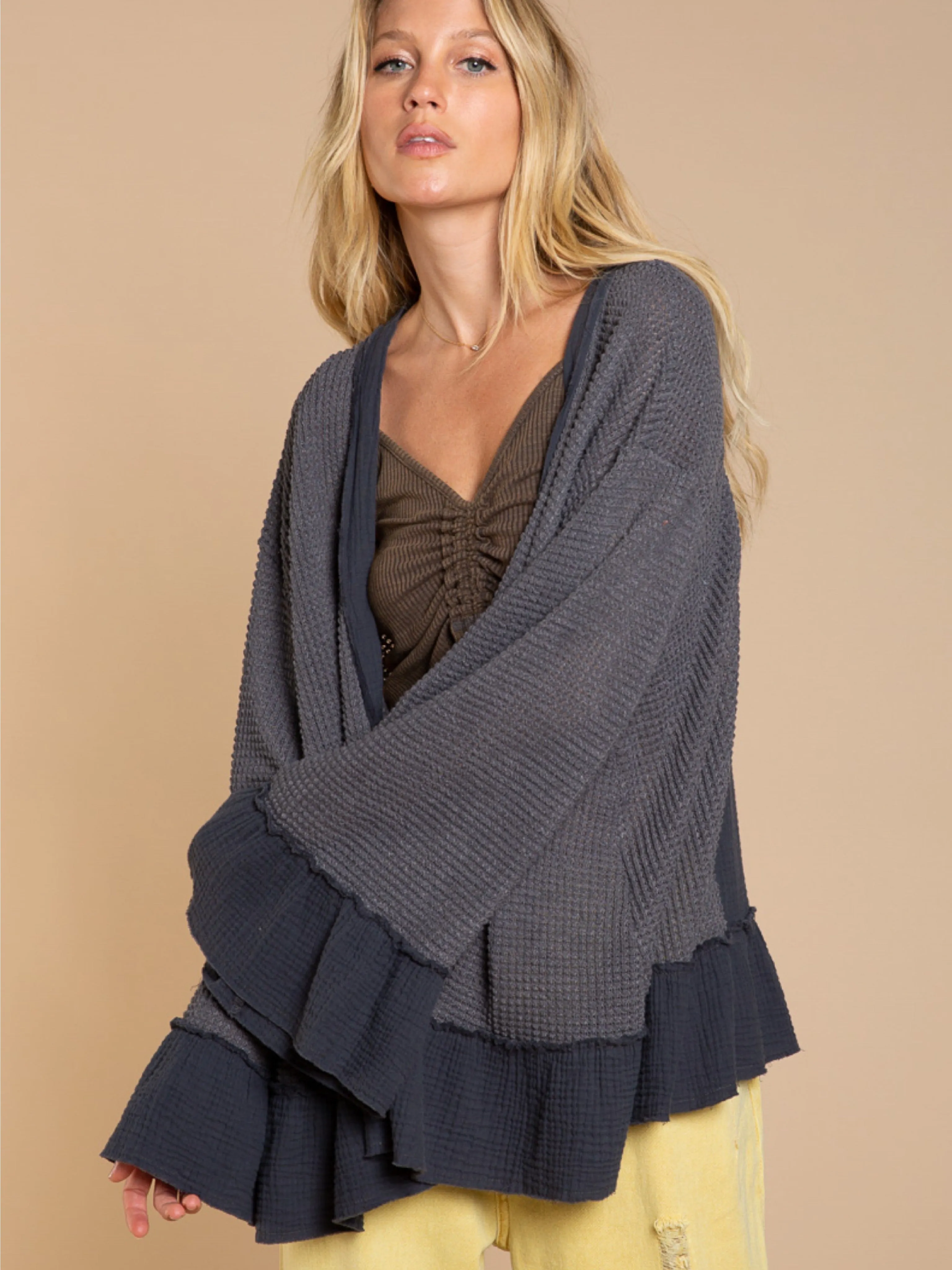Thermal Gauze Open Cardigan