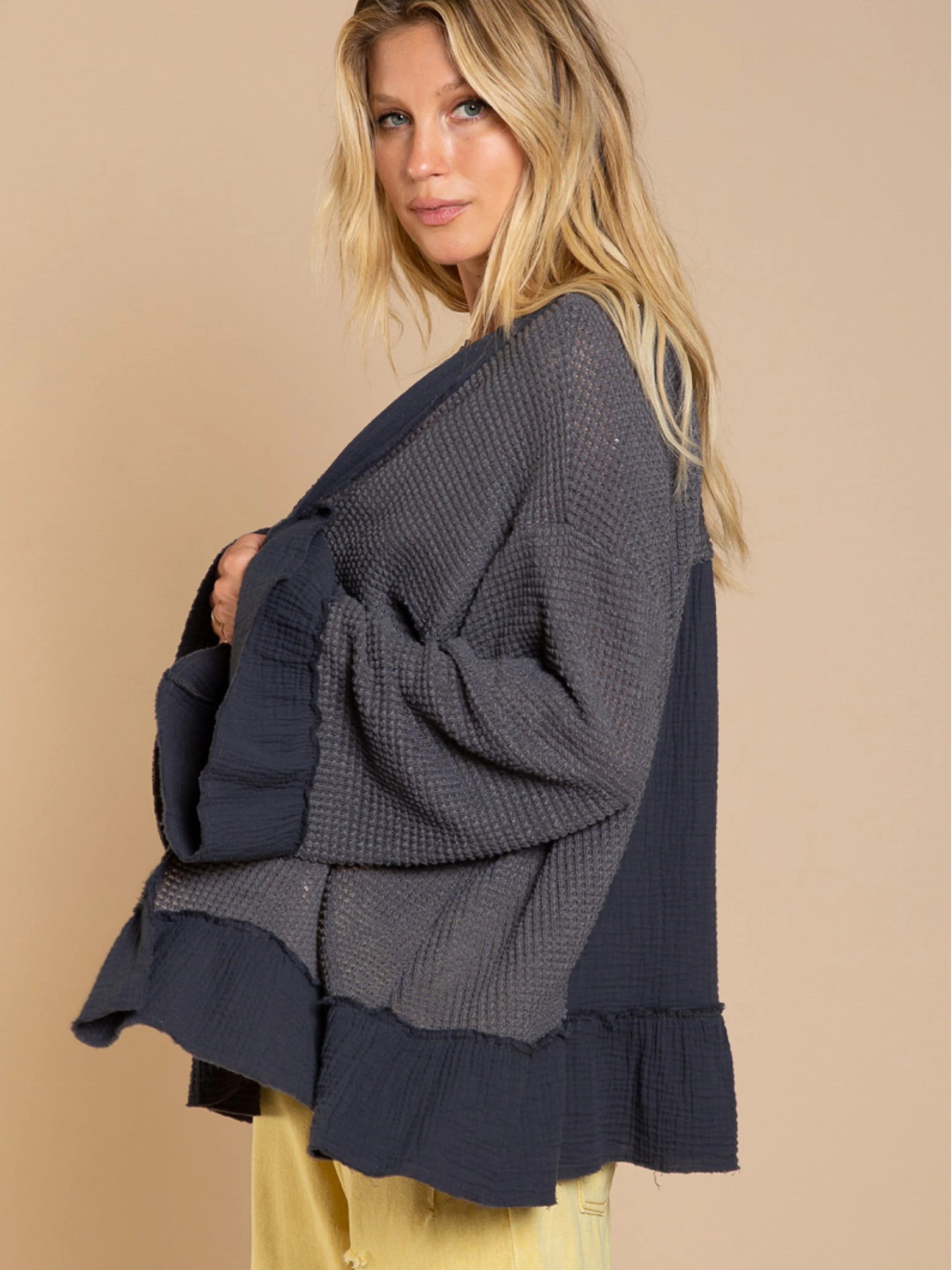 Thermal Gauze Open Cardigan