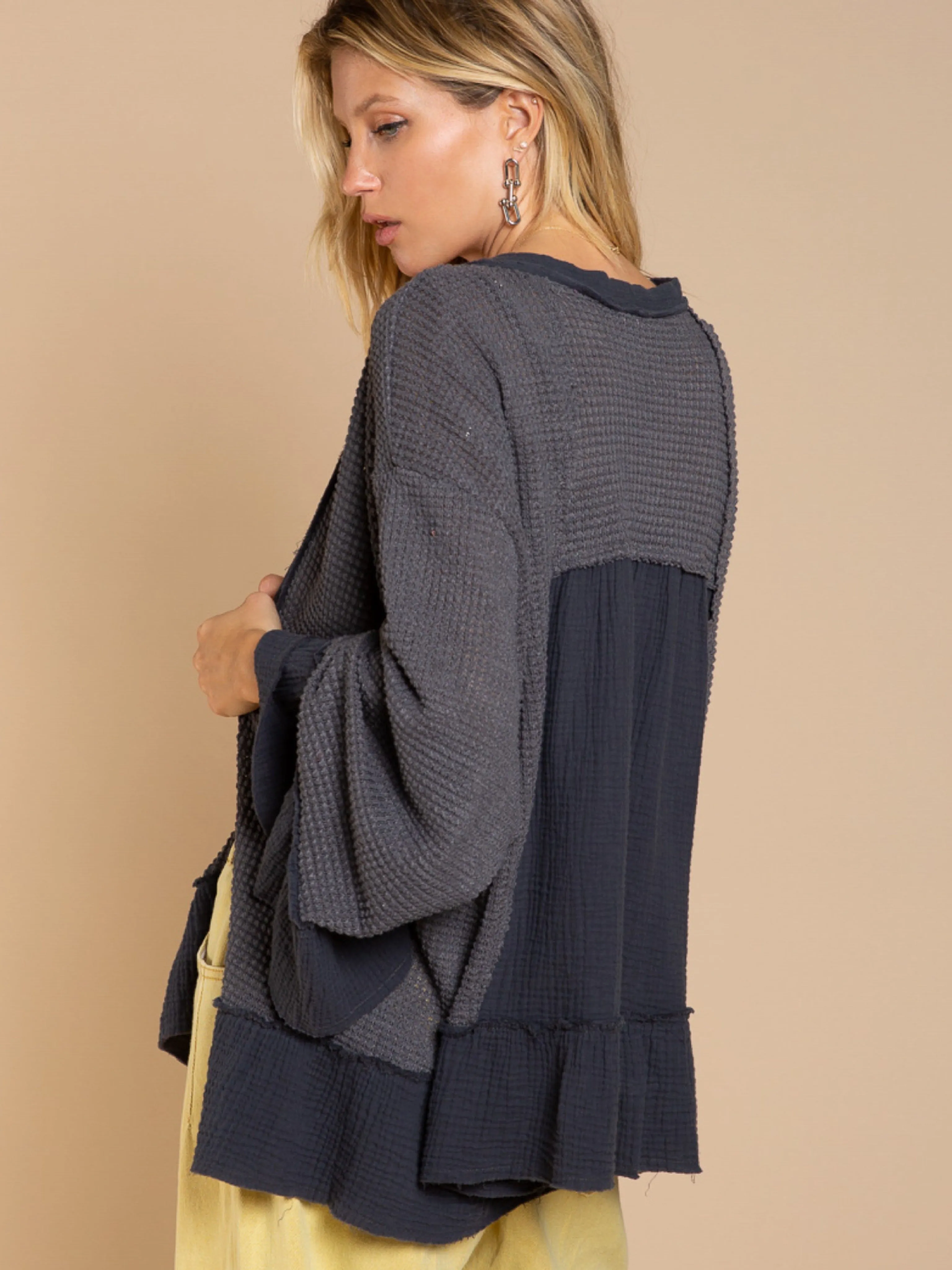 Thermal Gauze Open Cardigan