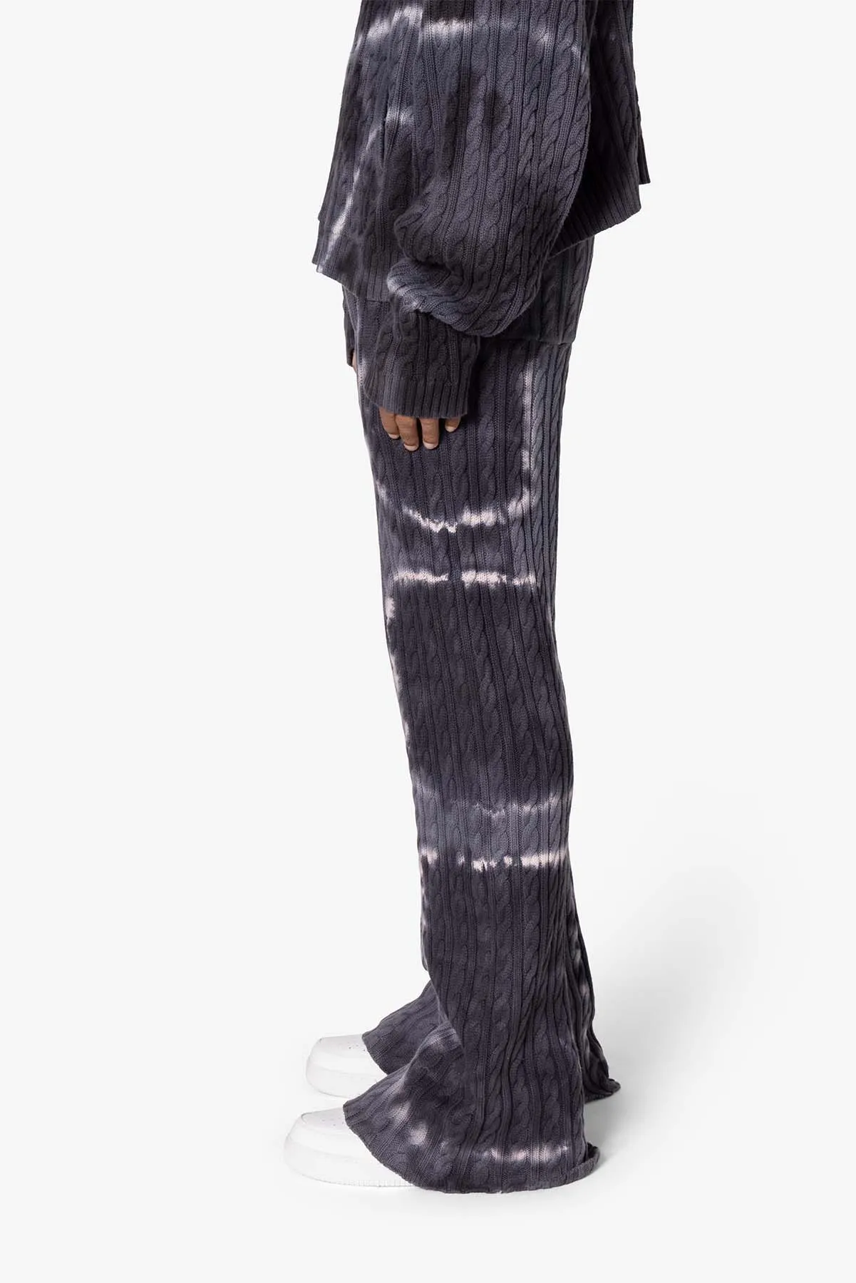 Tie Dye Cable Knit Sweatpants - Black