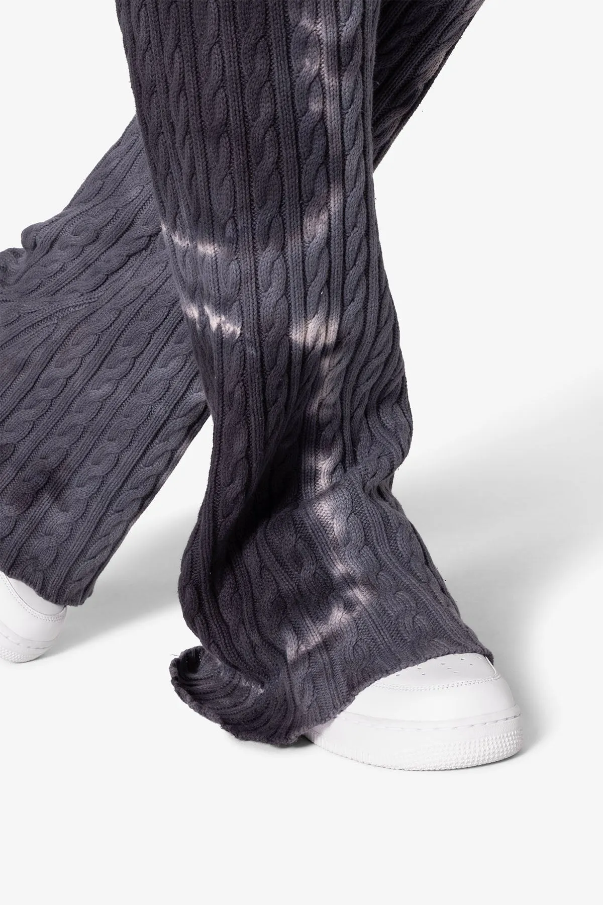 Tie Dye Cable Knit Sweatpants - Black