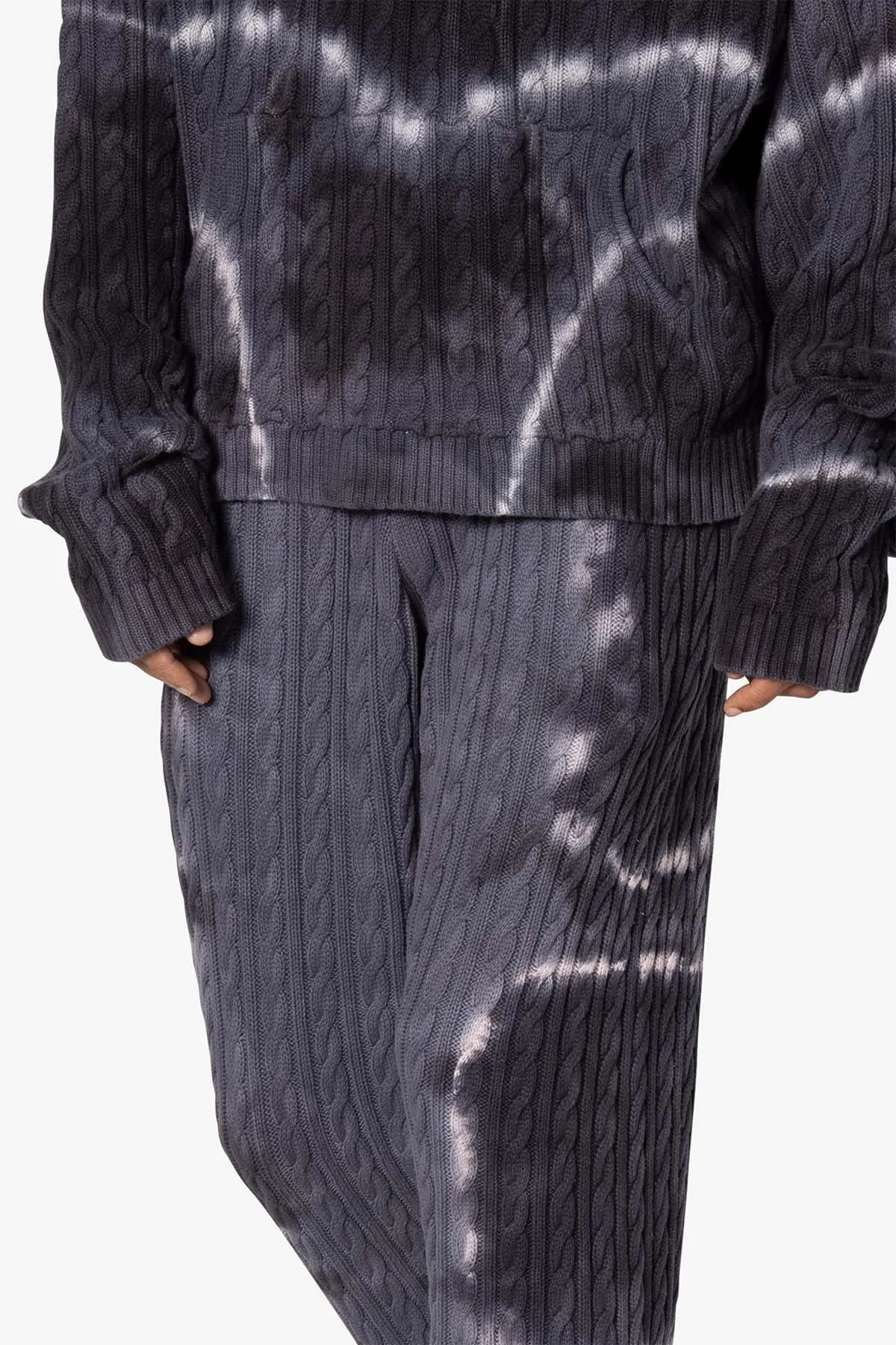 Tie Dye Cable Knit Sweatpants - Black