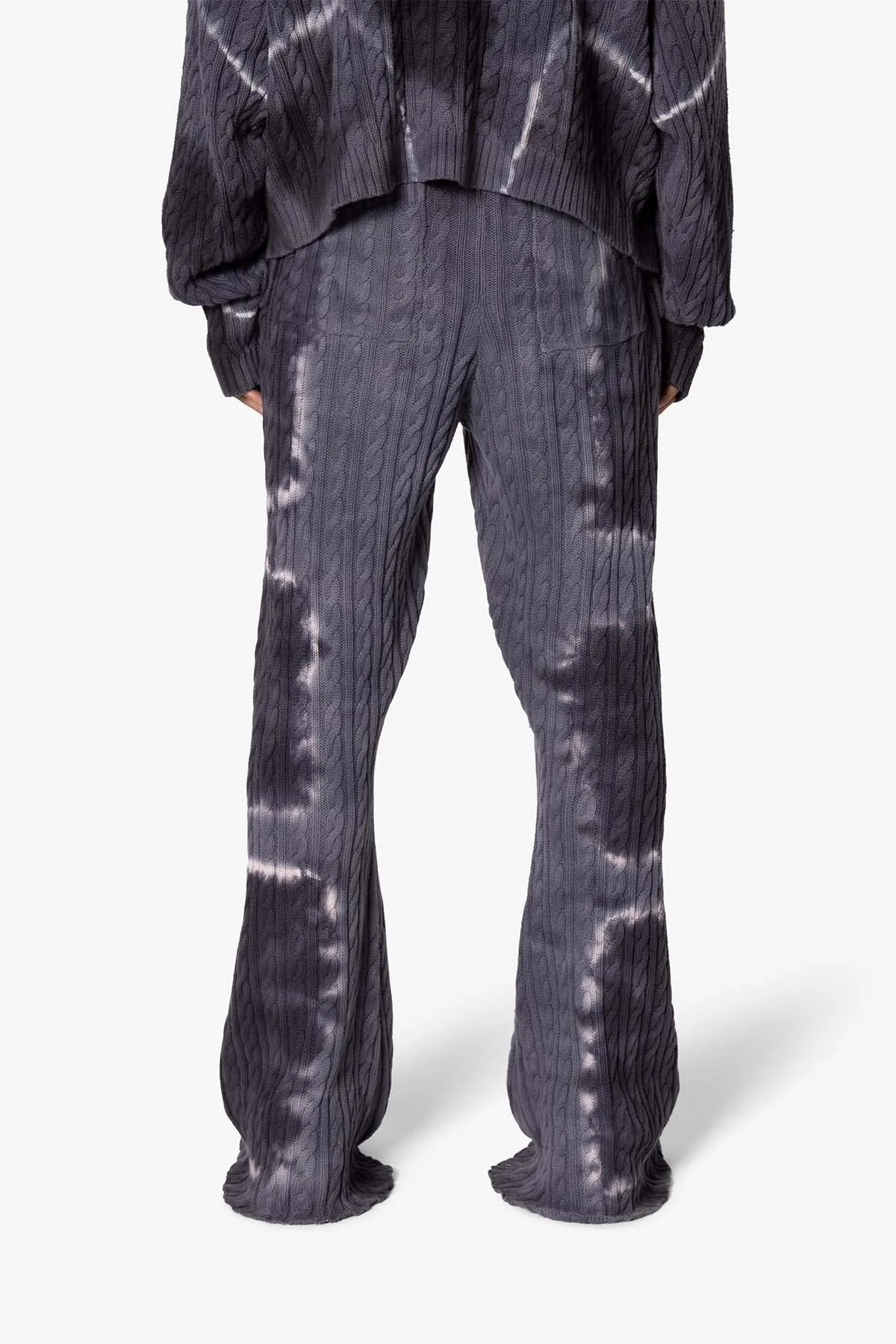 Tie Dye Cable Knit Sweatpants - Black