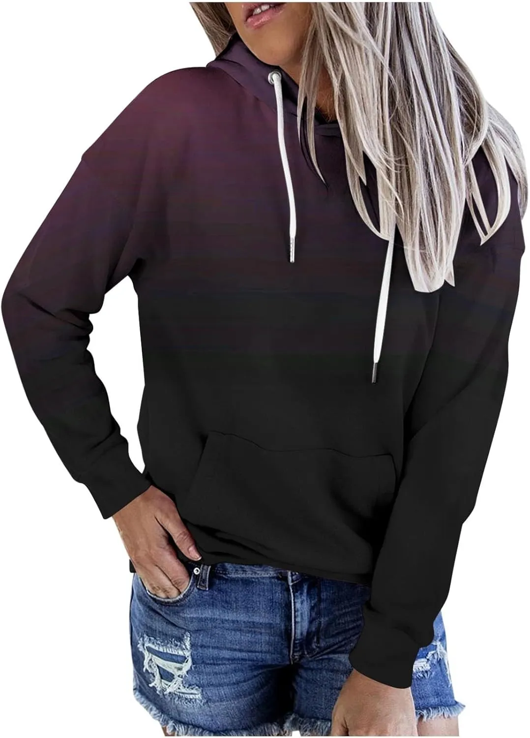 Tie Dye Print Hoodie For Women Fall Fashion y2k Clothes Long Sleeve Drawstring Pullover Tops Loose Casual Sweatshirt