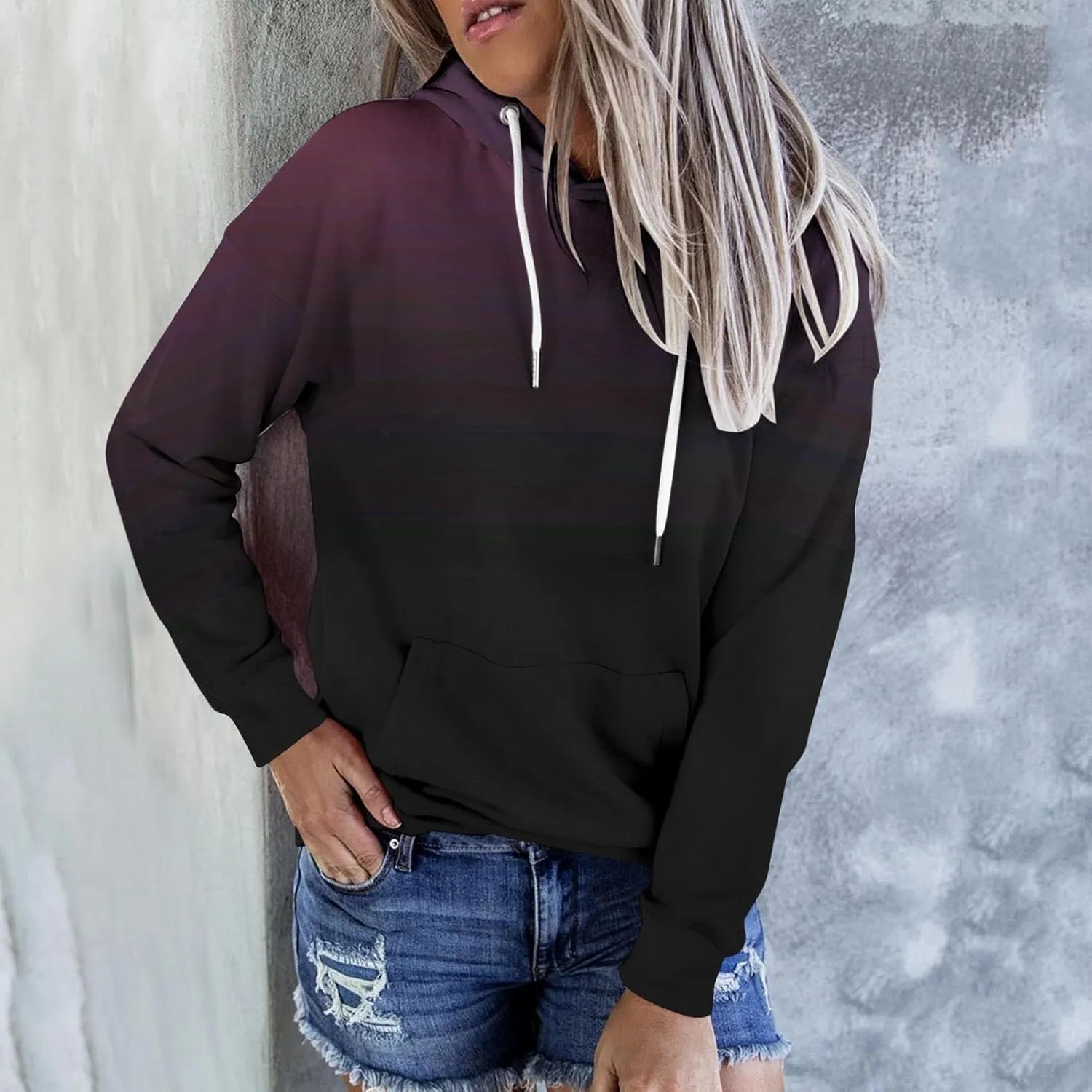 Tie Dye Print Hoodie For Women Fall Fashion y2k Clothes Long Sleeve Drawstring Pullover Tops Loose Casual Sweatshirt