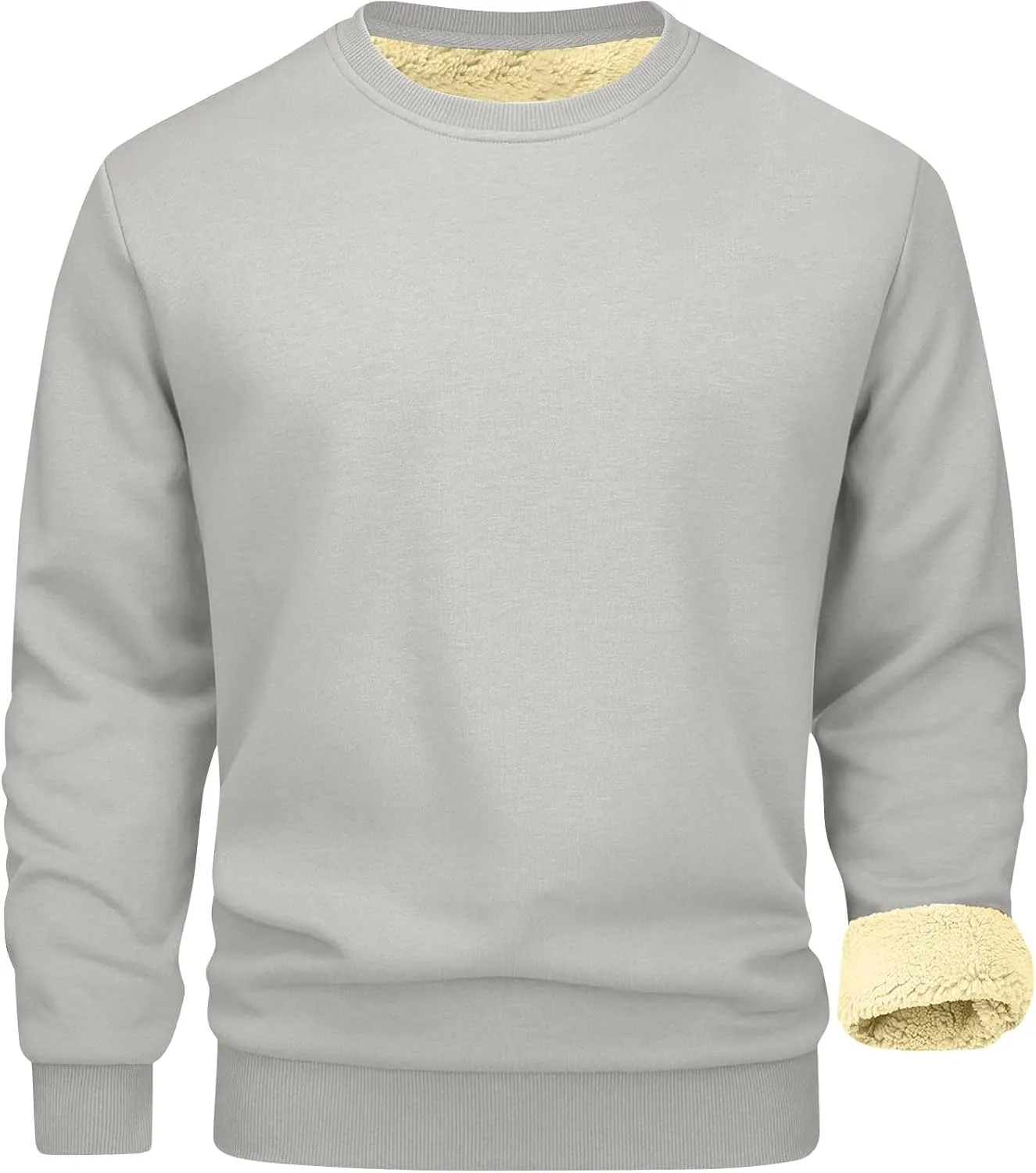 Uillui Men's Winter Thermal Sweater Warm Crewneck Sherpa Lined Fleece Sweatshirt Casual Active Long Sleeve Pullover Tops