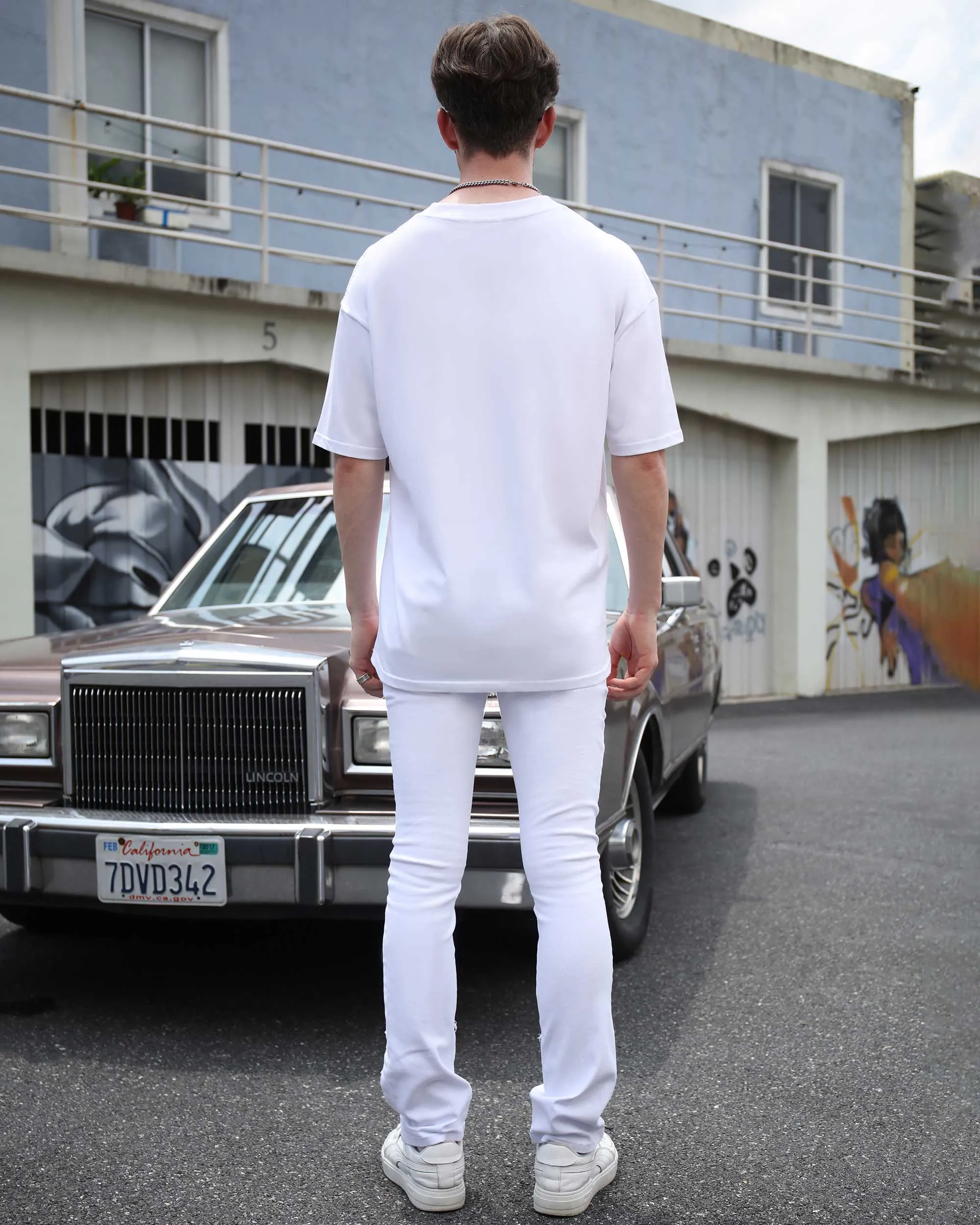 Vintage White Flared Jeans with Raw-Edged Accents-Mexico Local Delivery