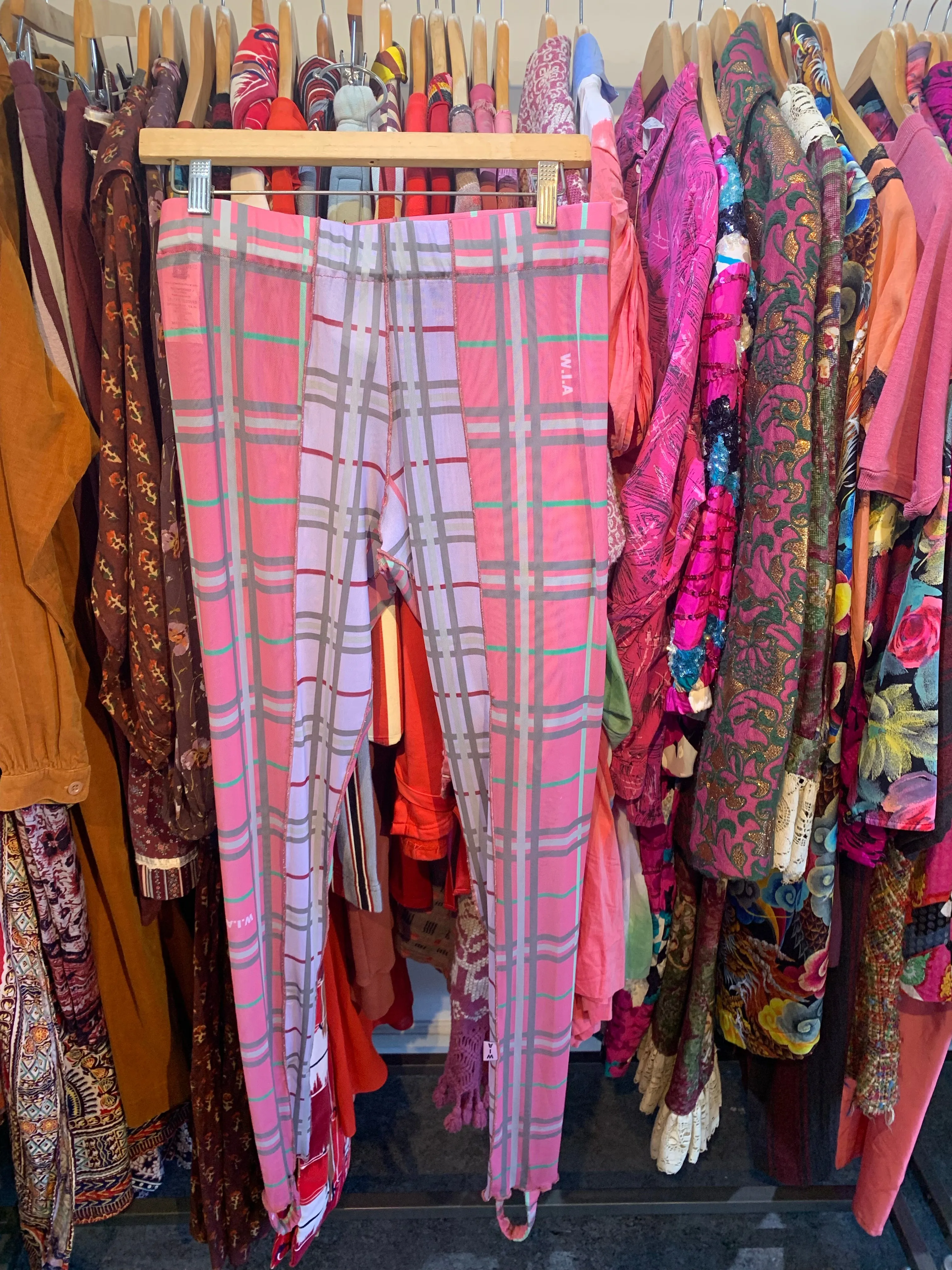 W.I.A. Pink Plaid Mesh Leggings