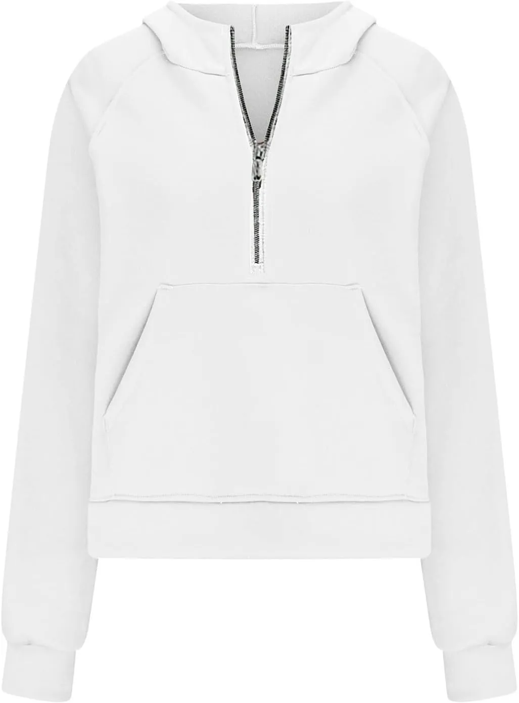 Women Half Zip Hoodies Pullover Long Sleeve Solid Corded Sweatshirt Oversized Casual Trendy Fall Outfit with Kangaroo Pocket